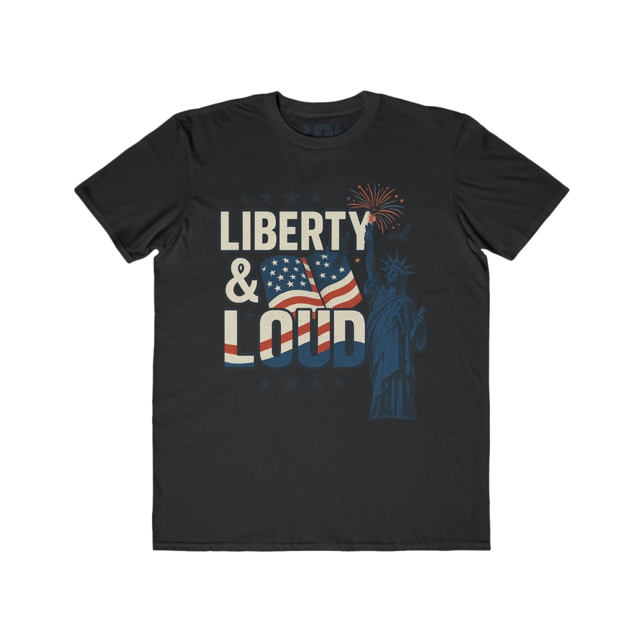 4th of July T-Shirt Liberty & Loud Patriotic USA Tee Independence Day Gift Shirt American Flag Top Fireworks 4th of July Present Gift