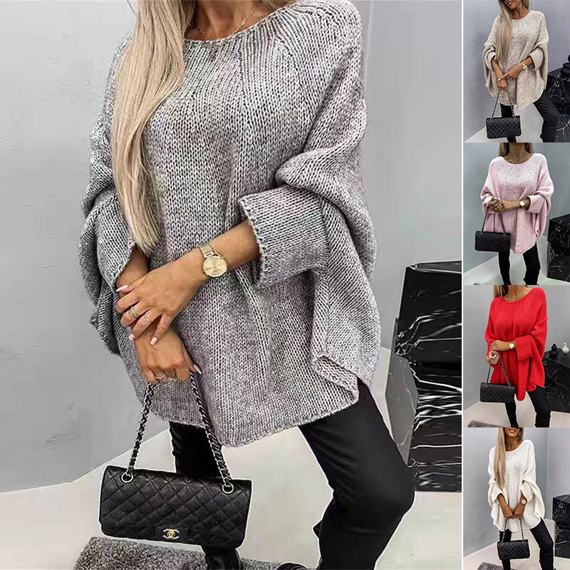 Winter Loose Batwing Sleeve Pullover Sweater Fashion Oversized Knitted