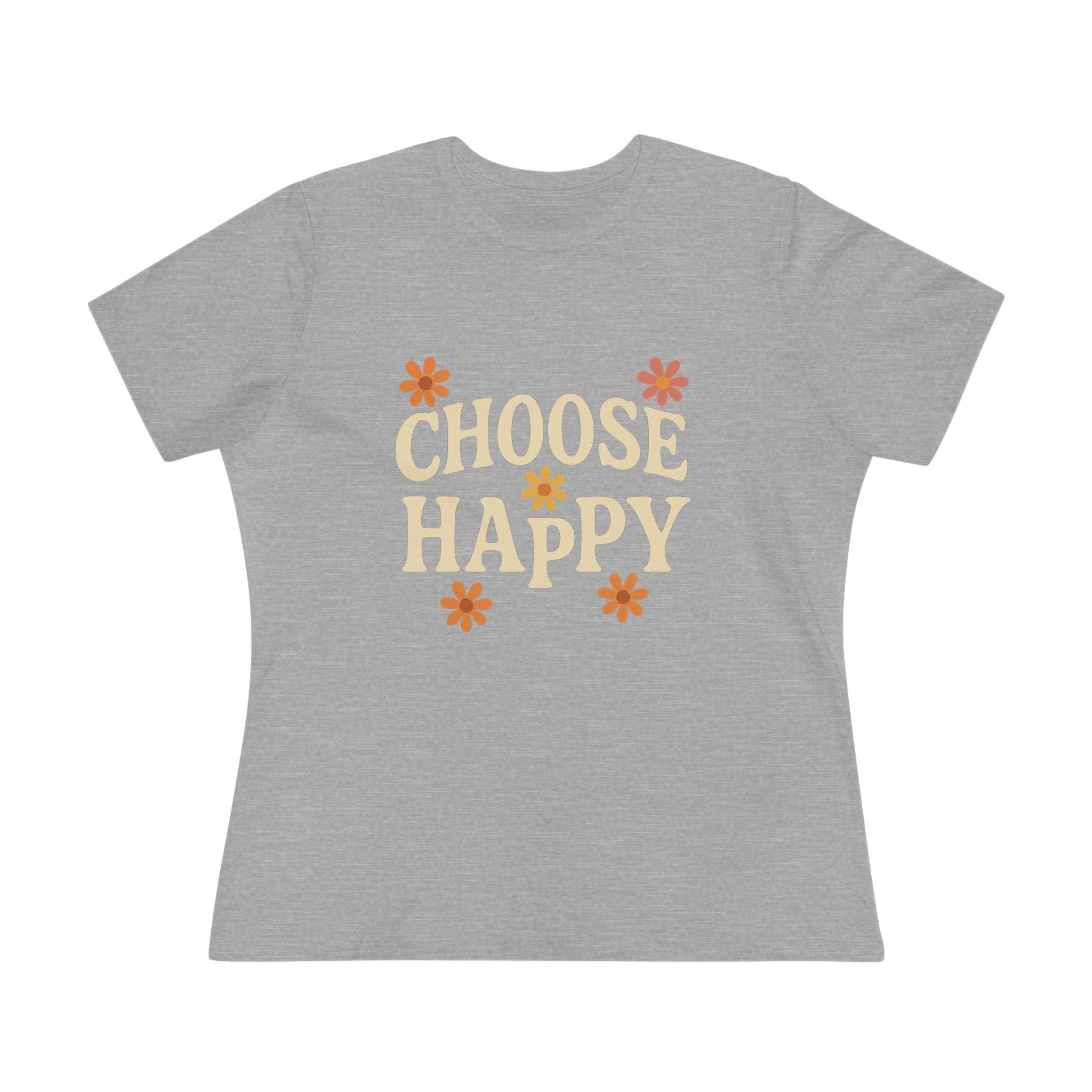 Choose Happy Women's Cotton Tee, Positive Vibes T-Shirt for Everyday Comfort, Gift for Friends, Casual Summer Wear, Inspirational Fashion