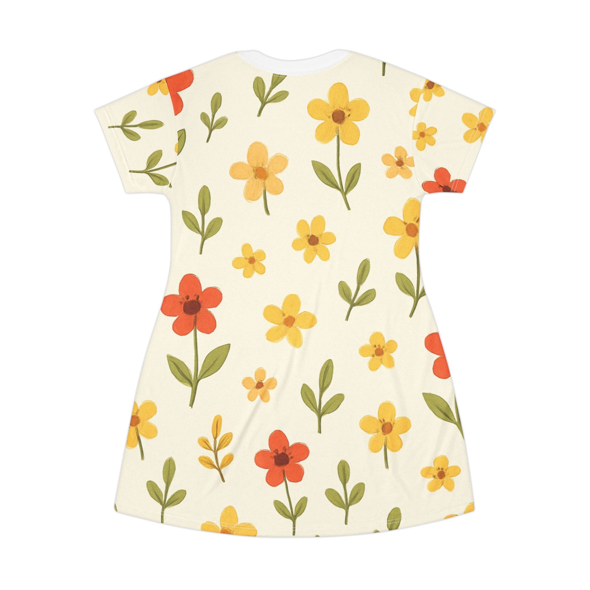 Floral T-Shirt Dress, Casual Summer Dress, Cute Everyday Wear, Gift for Her, Spring Style, Relaxed Fashion, Floral AOP Dress