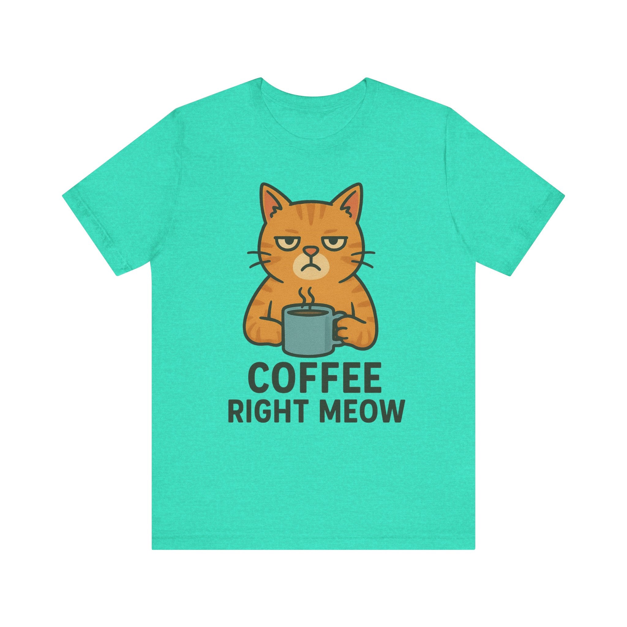 Cat Lover Funny Coffee Unisex Tee, Gift for Her, Cat Print Shirt, Short Sleeve Shirt, Funny Cat Tee