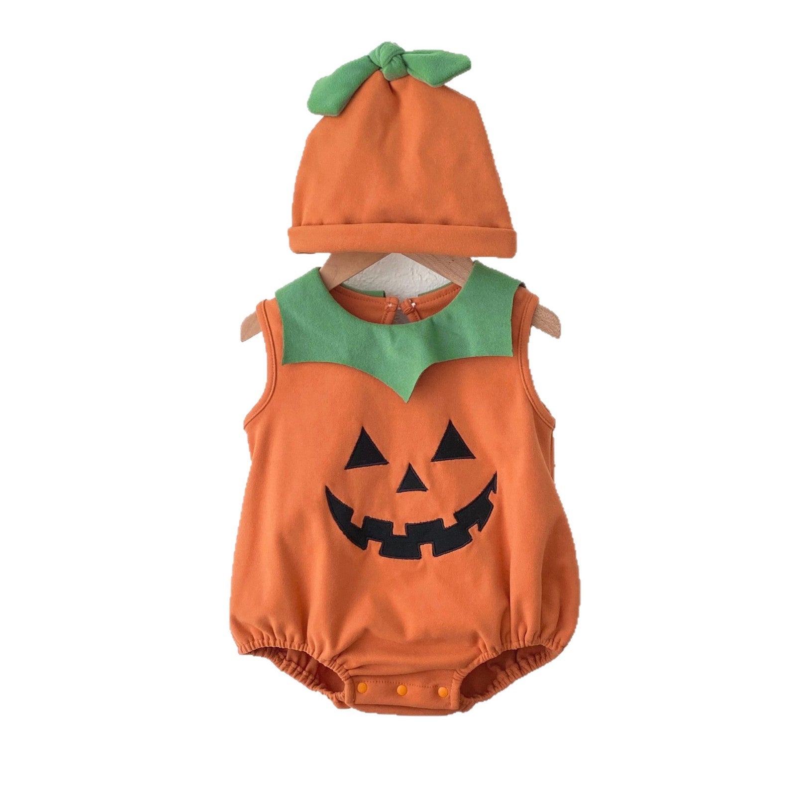 Autumn Arrival Baby Unisex Sleeveless Halloween Pumpkin Pattern