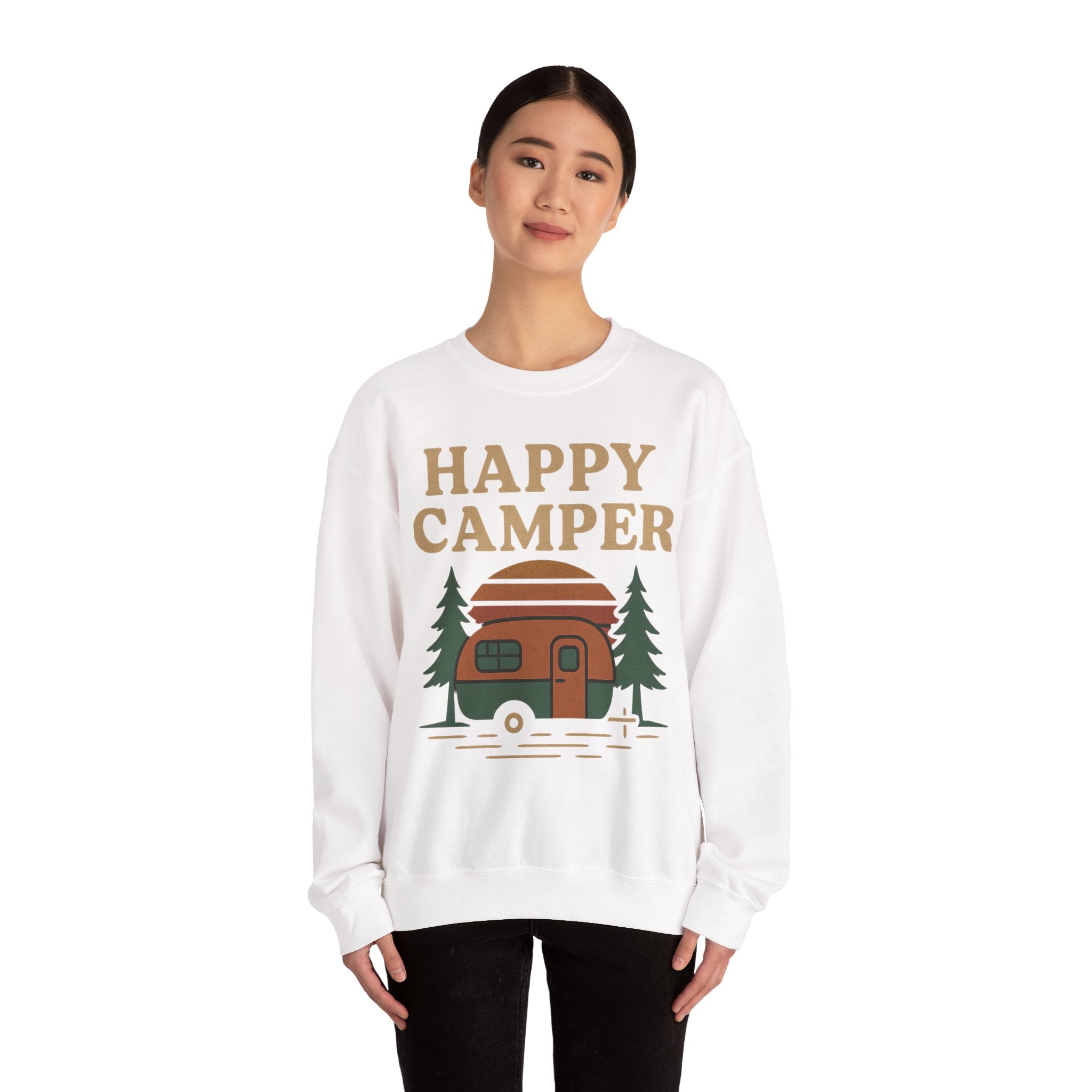 Gift For Campers Happy Camper Sweatshirt, Cozy Outdoor Crewneck, Perfect Gift for Campers, Adventure Apparel, Camping Lovers' Sweatshirt