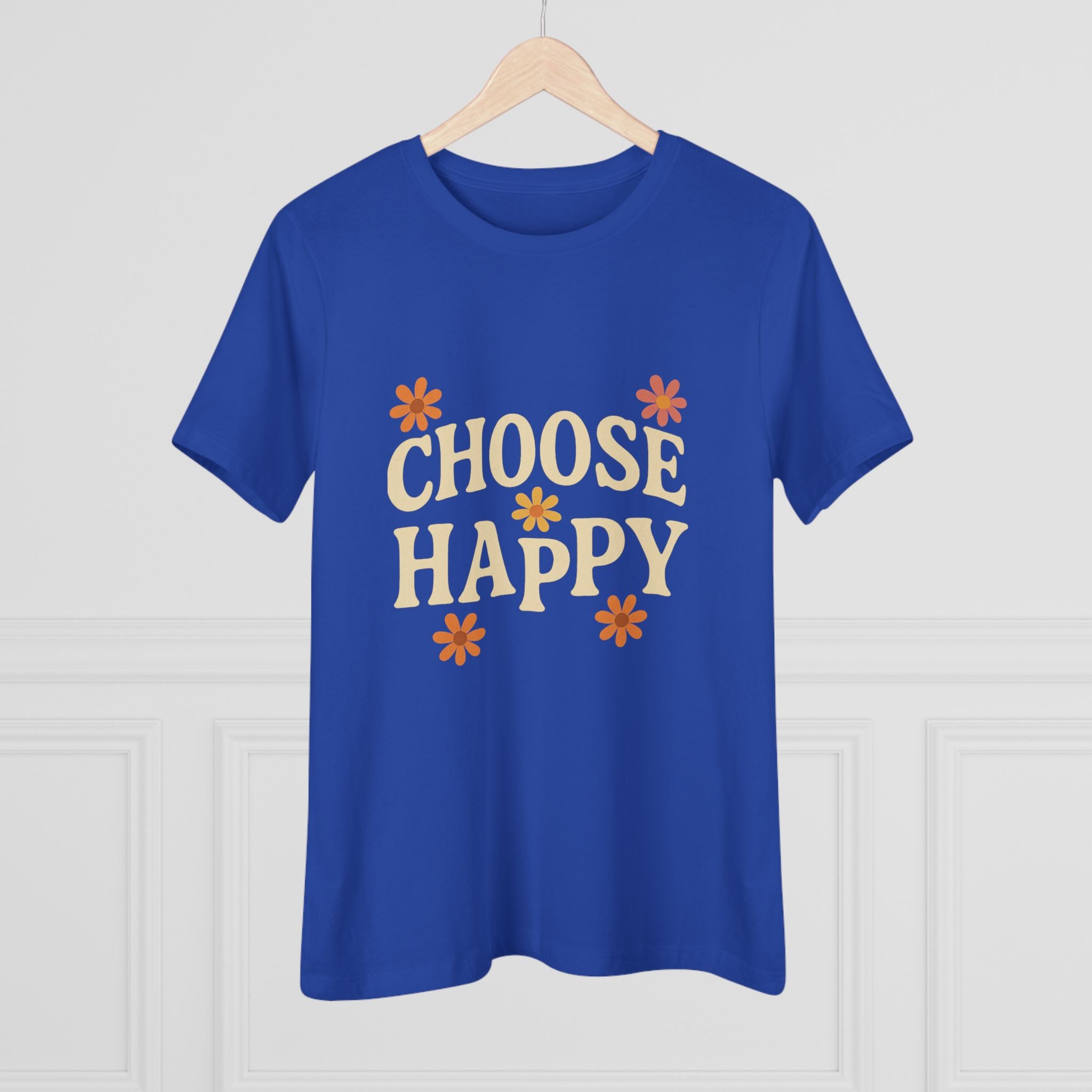 Choose Happy Women's Cotton Tee, Positive Vibes T-Shirt for Everyday Comfort, Gift for Friends, Casual Summer Wear, Inspirational Fashion