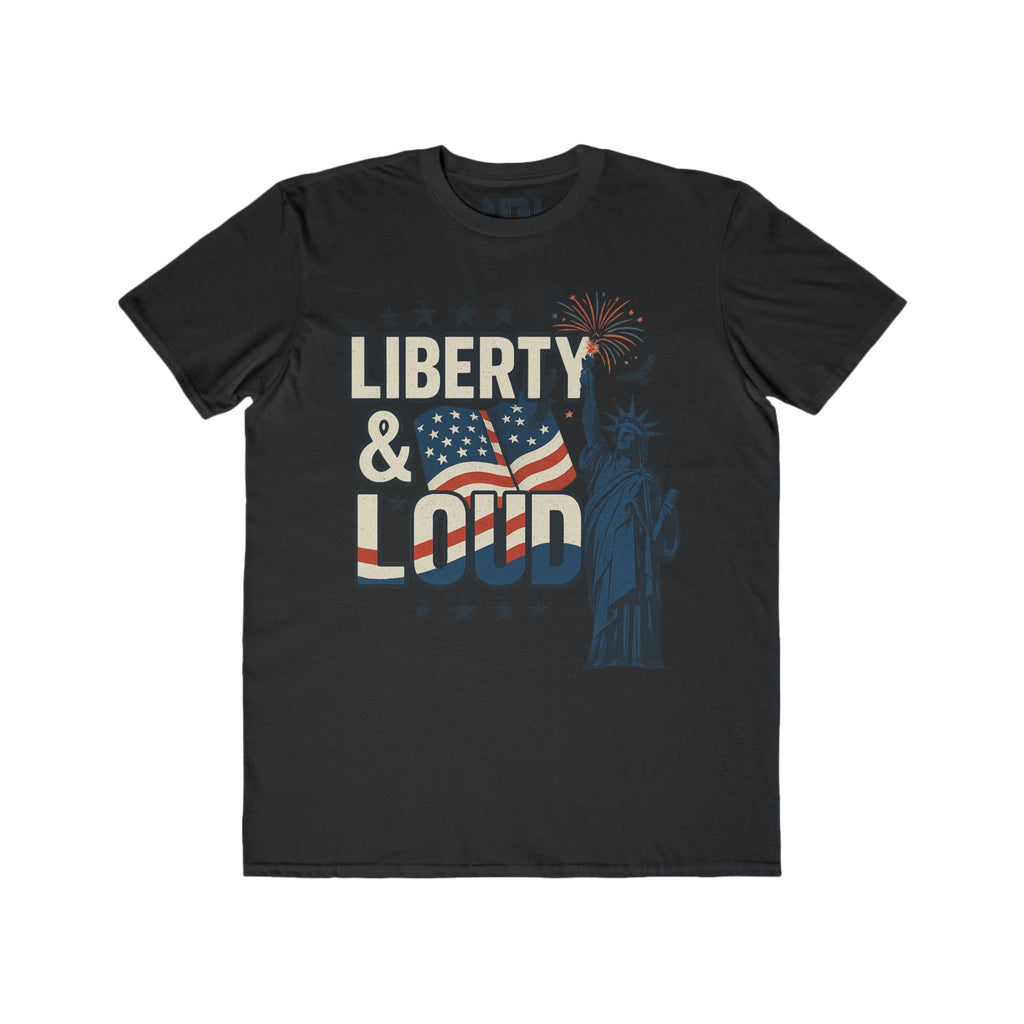 4th of July T-Shirt Liberty & Loud Patriotic USA Tee Independence Day Gift Shirt American Flag Top Fireworks 4th of July Present Gift