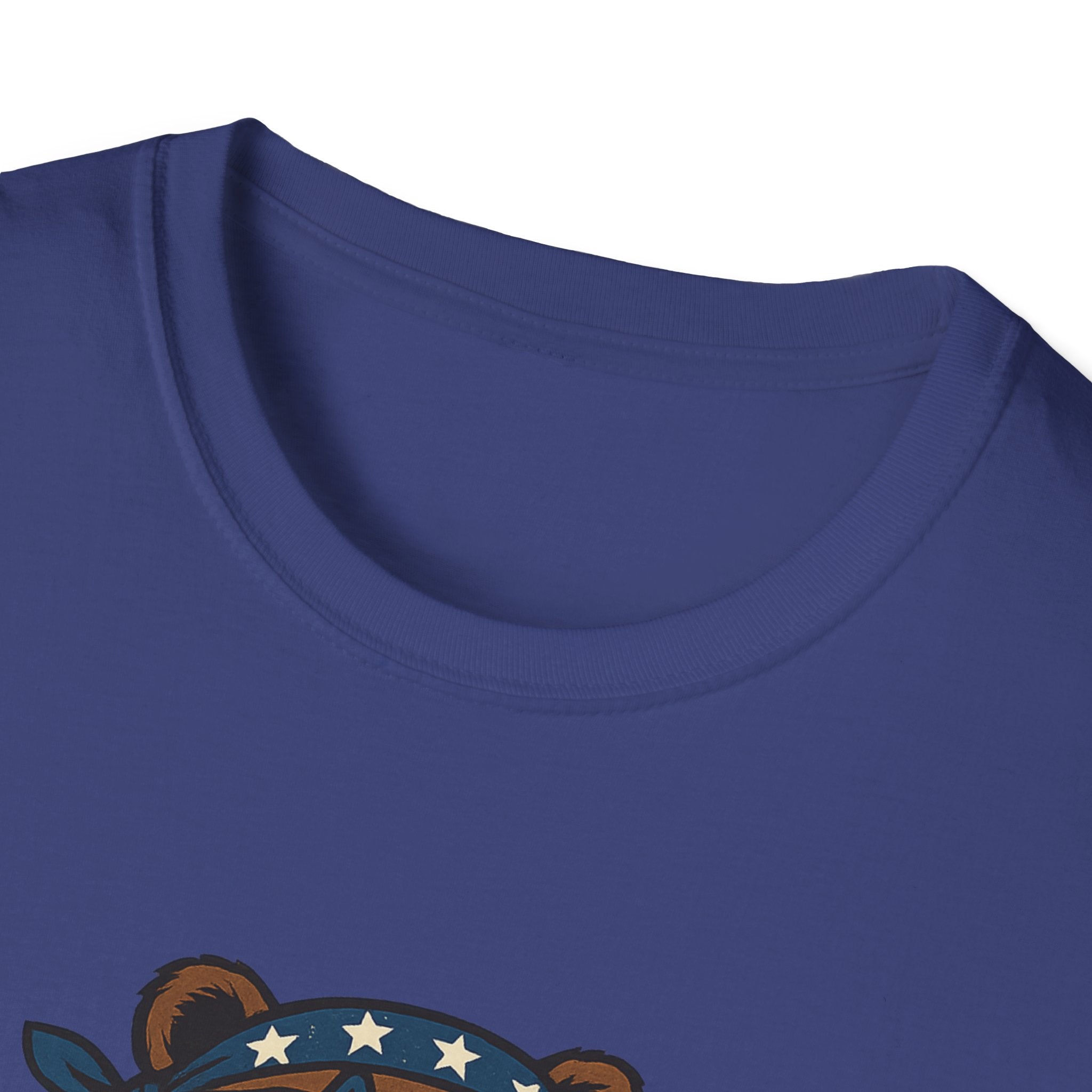 Patriotic Bear T-Shirt Unisex Softstyle Tee,USA Flag Design, Casual Wear, Independence Day Shirt, Gift for Outdoors Enthusiasts,4th of July