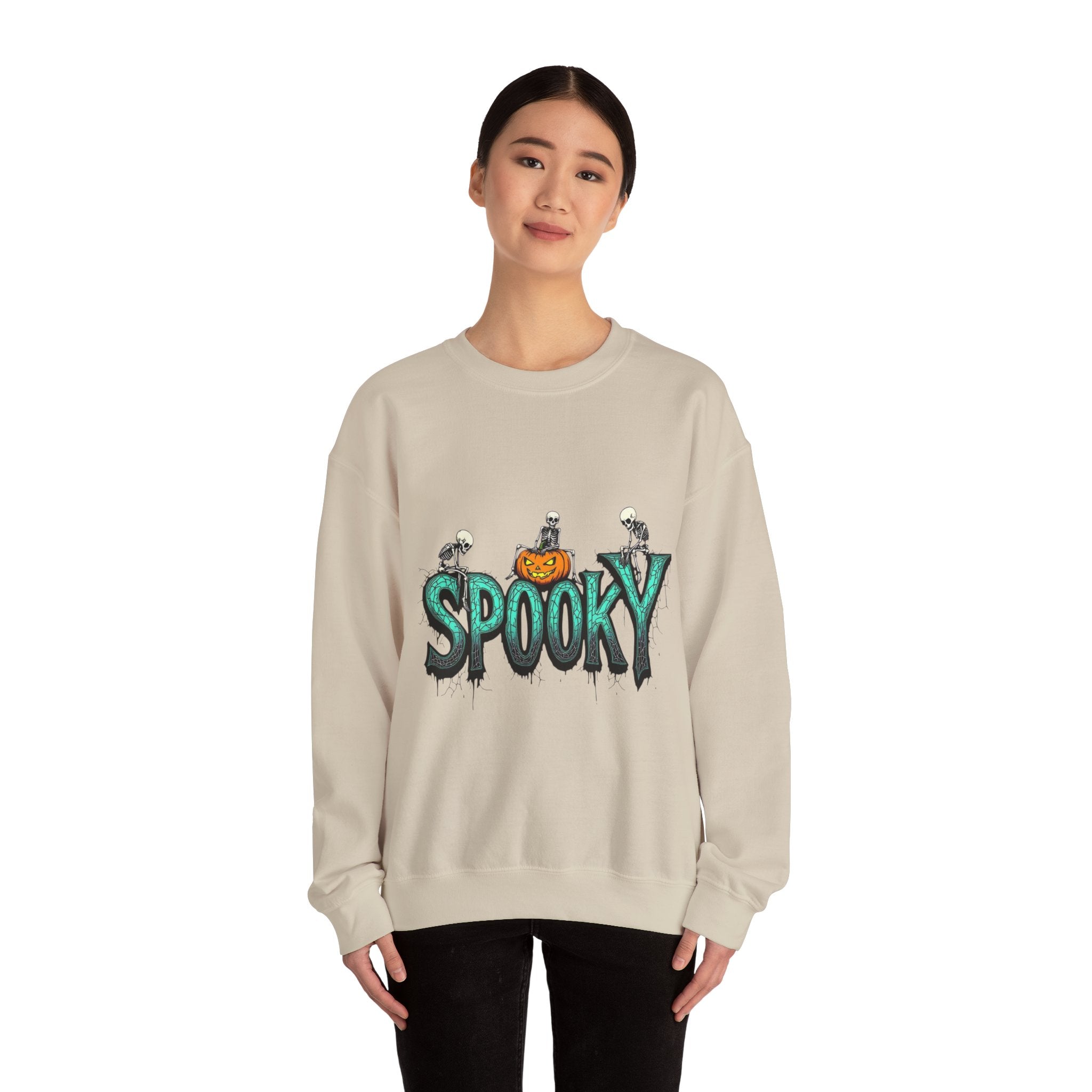 Spooky halloween sweatshirt unisex cozy crewneck fall scary ghost skeleton top