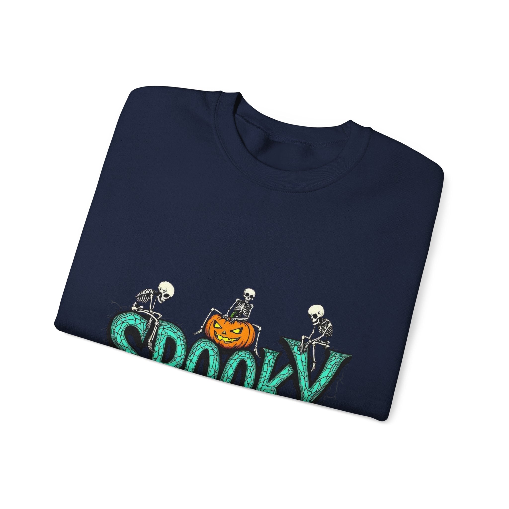 Spooky halloween sweatshirt unisex cozy crewneck fall scary ghost skeleton top