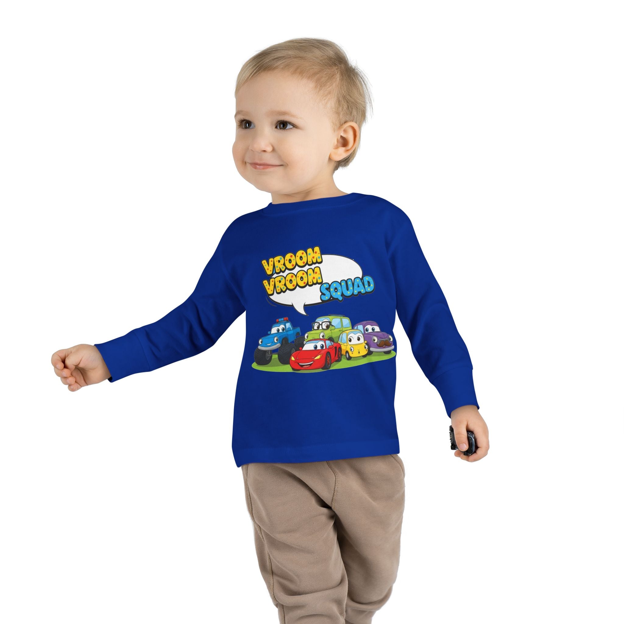Toddler Long Sleeve Tee - Vroom Vroom Squad, Kids Car Shirt, Birthday Gift, Toddler Apparel, Fun Playwear, Car Enthusiast Clothing