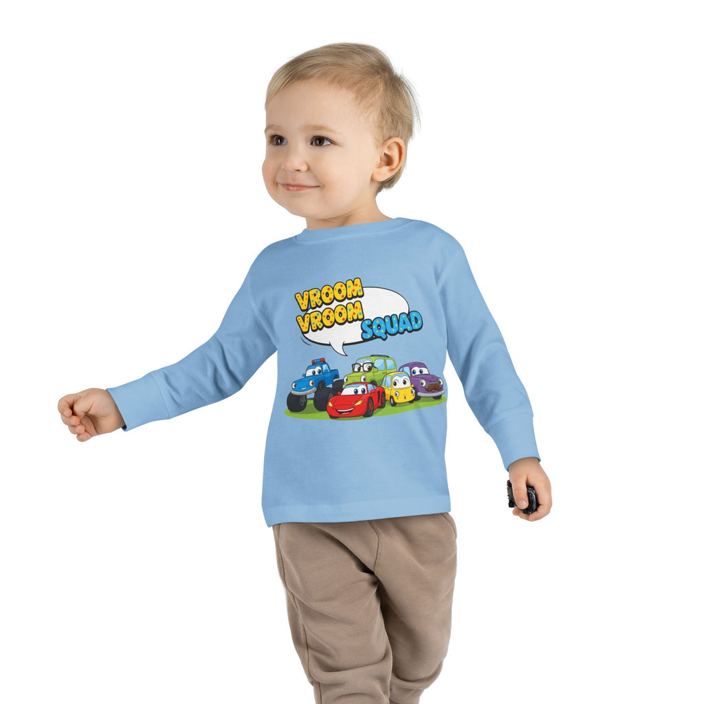 Toddler Long Sleeve Tee - Vroom Vroom Squad, Kids Car Shirt, Birthday Gift, Toddler Apparel, Fun Playwear, Car Enthusiast Clothing