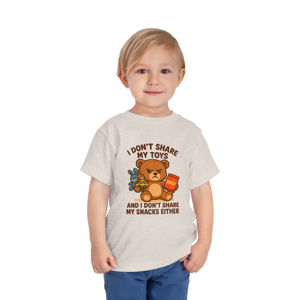 Playful Toddler Tee: I Don't Share My Toys and Snacks, Kids Graphic T-Shirt, Gift for Toddlers, Fun Casual Wear, Birthday Party Outfit