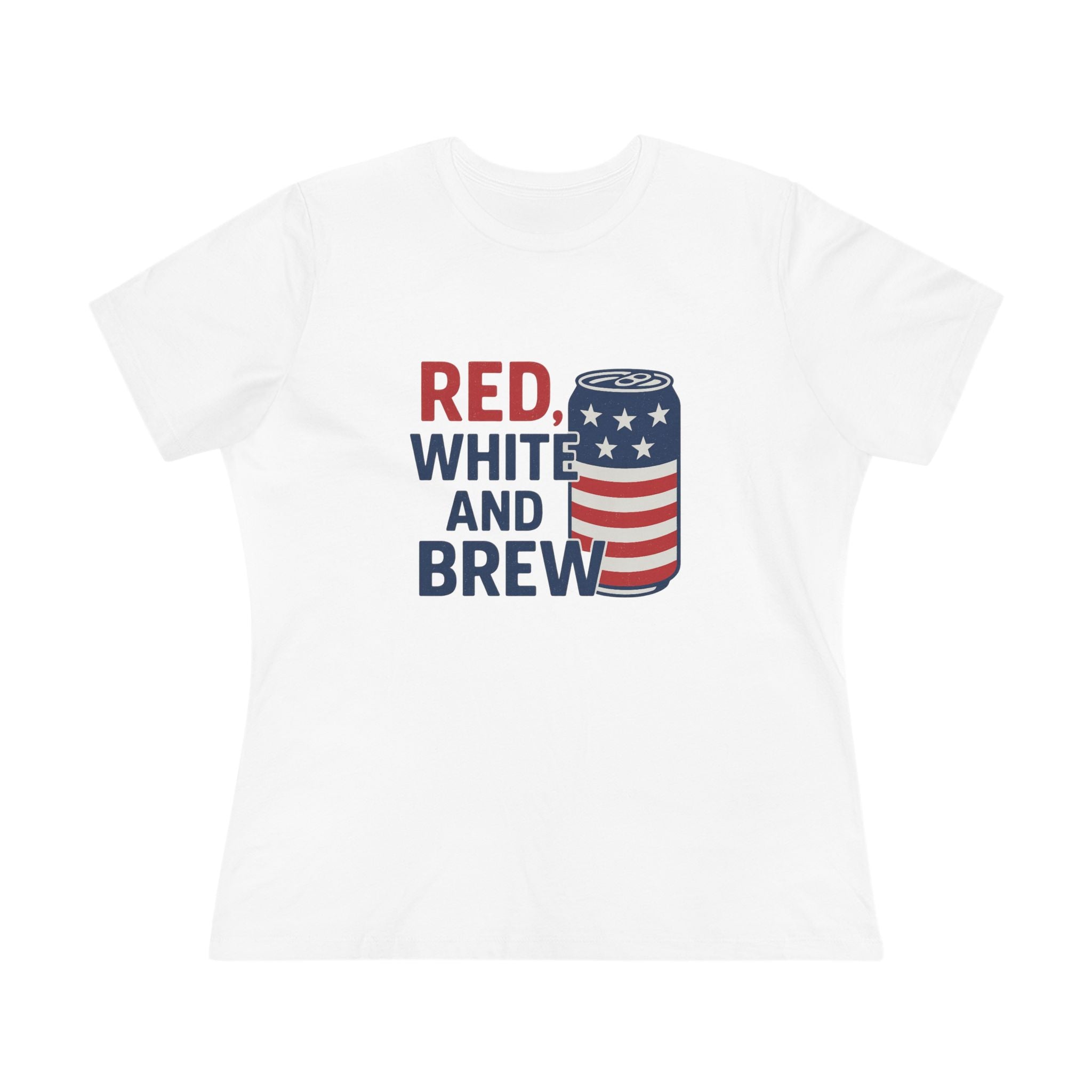 Patriotic Cotton Tee - Red, White and Brew, 4th of July Shirt, Funny Independence Day Tee, Summer Party Top, Casual Graphic Tee