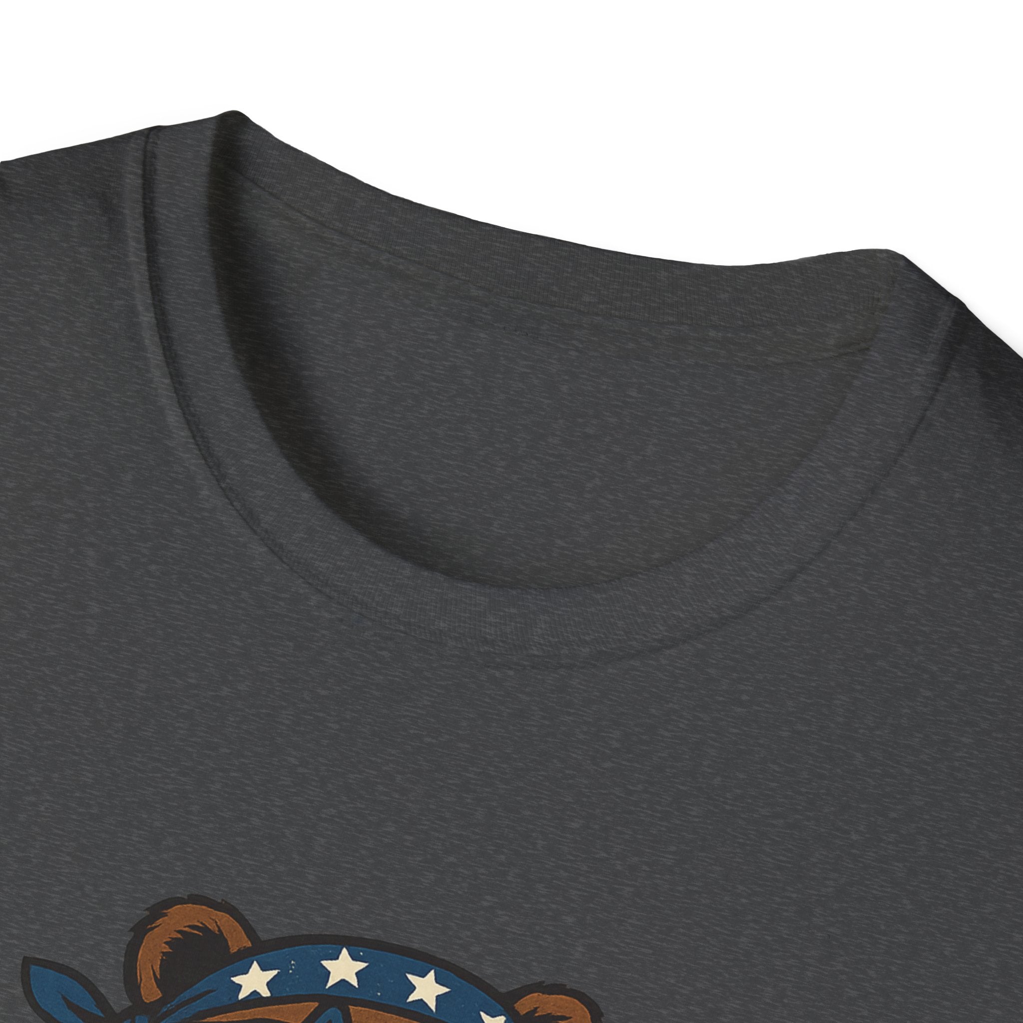 Patriotic Bear T-Shirt Unisex Softstyle Tee,USA Flag Design, Casual Wear, Independence Day Shirt, Gift for Outdoors Enthusiasts,4th of July