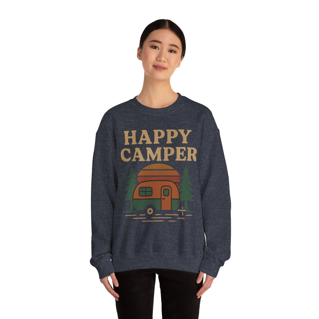 Gift For Campers Happy Camper Sweatshirt, Cozy Outdoor Crewneck, Perfect Gift for Campers, Adventure Apparel, Camping Lovers' Sweatshirt