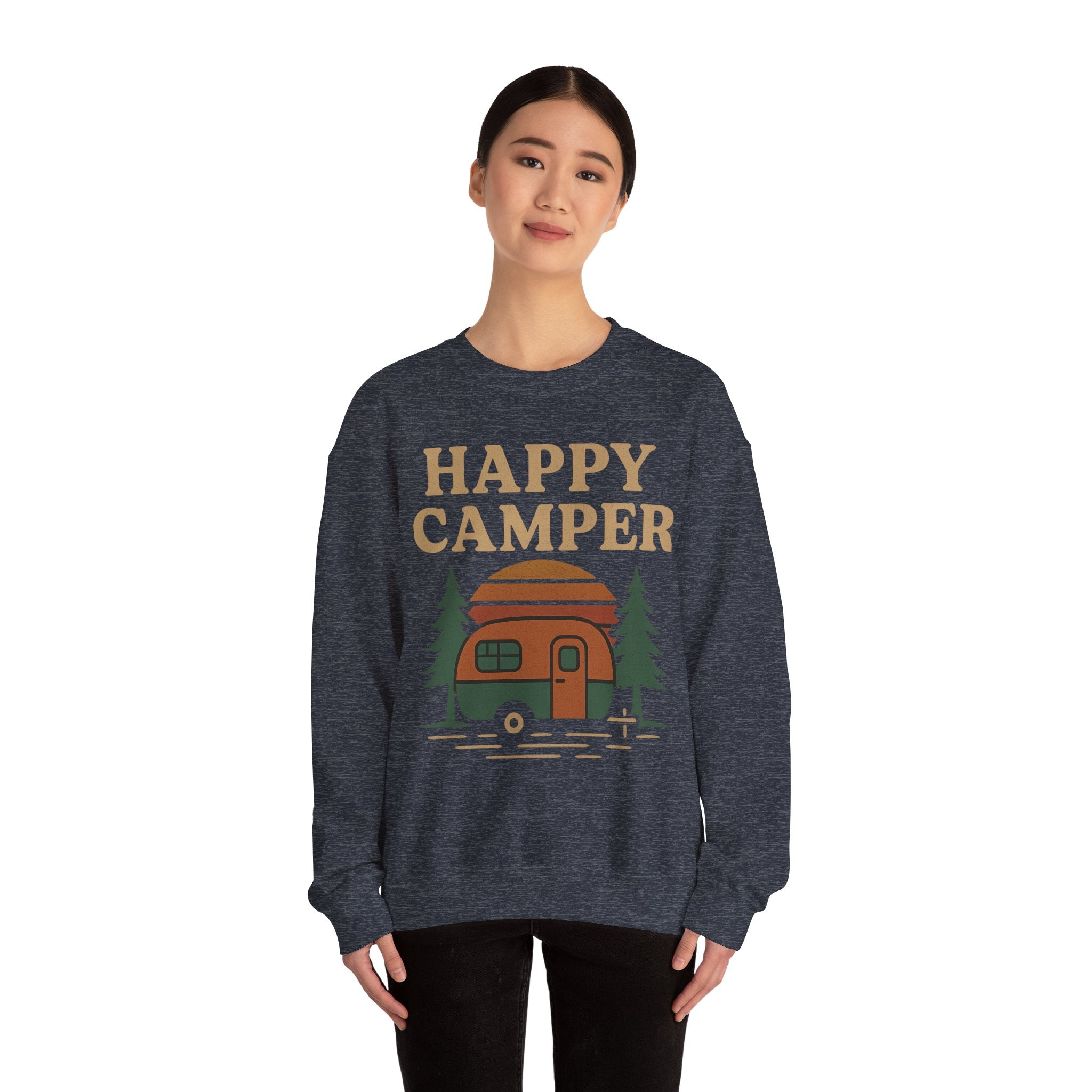 Gift For Campers Happy Camper Sweatshirt, Cozy Outdoor Crewneck, Perfect Gift for Campers, Adventure Apparel, Camping Lovers' Sweatshirt