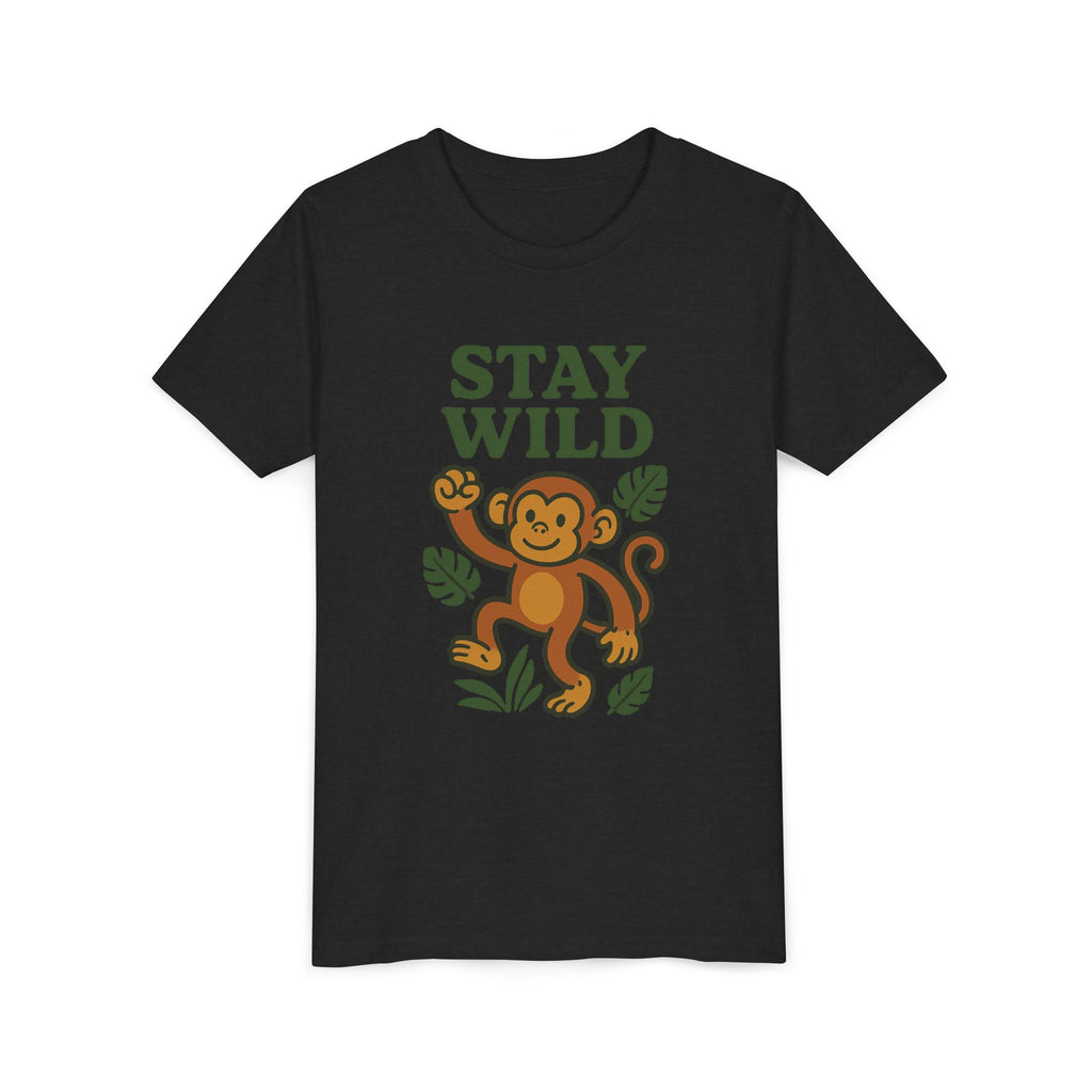 Youth Stay Wild Monkey Tee - Fun Summer T-Shirt, Kids Gift, Adventure Apparel, Birthday Shirt, Jungle Theme Clothing