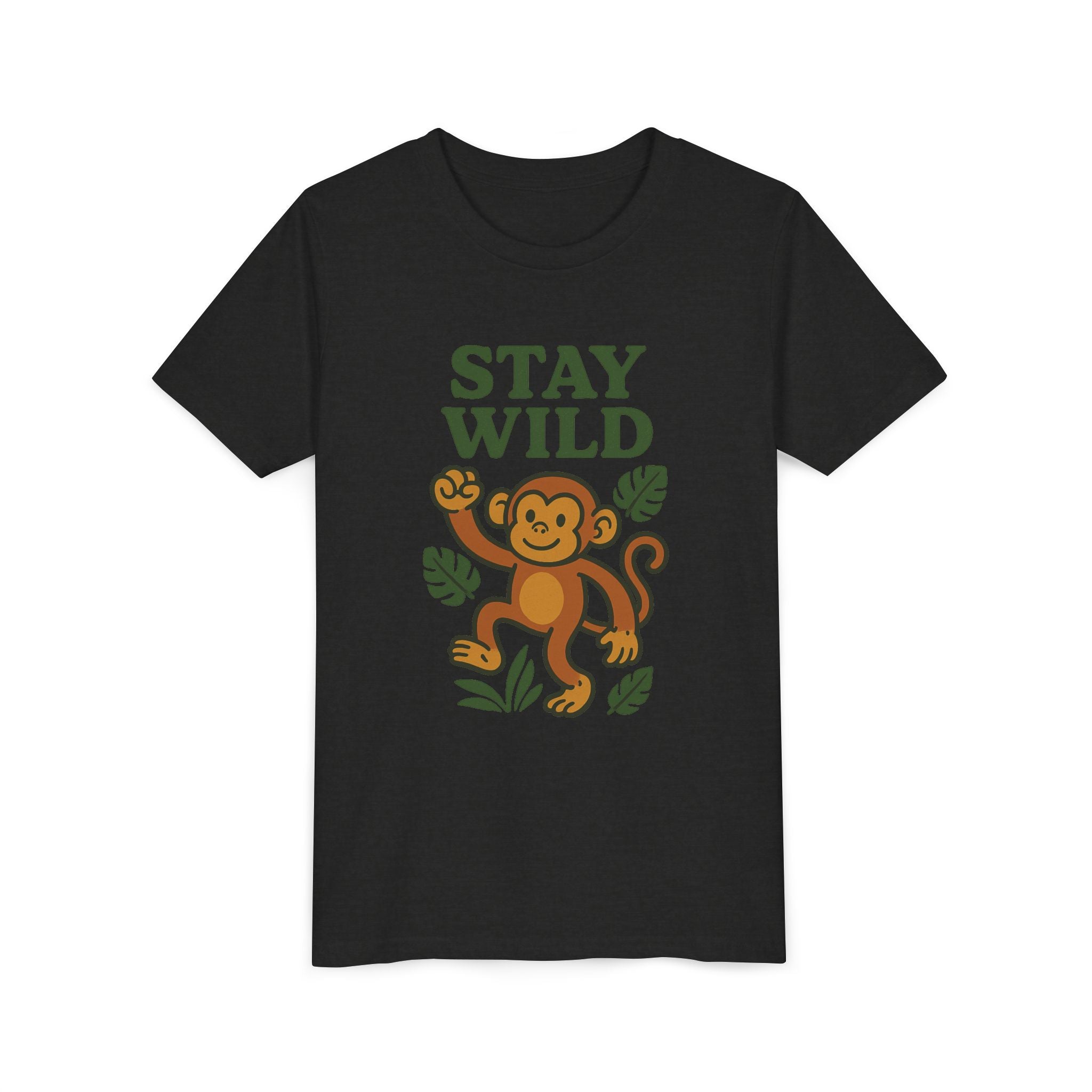 Youth Stay Wild Monkey Tee - Fun Summer T-Shirt, Kids Gift, Adventure Apparel, Birthday Shirt, Jungle Theme Clothing
