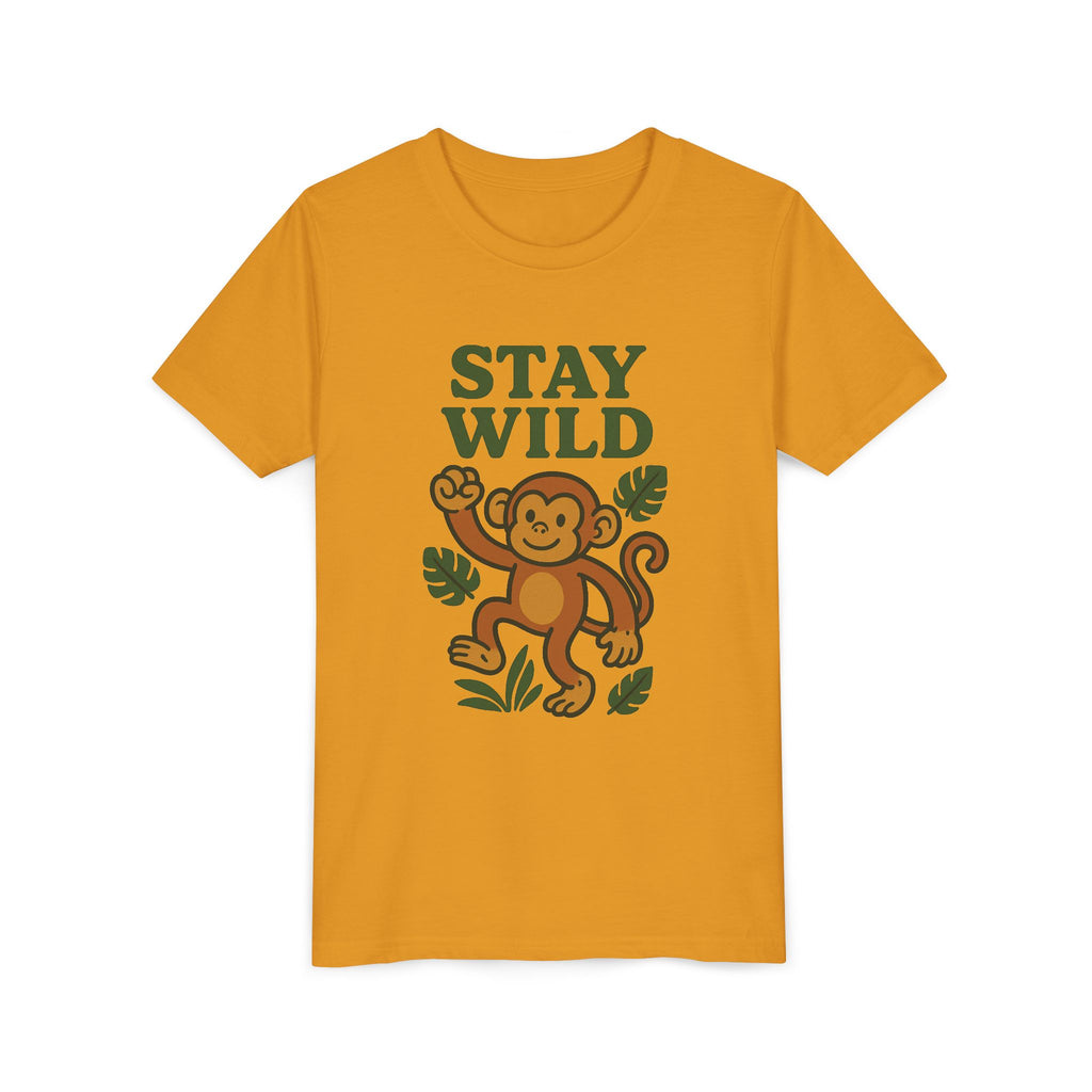 Youth Stay Wild Monkey Tee - Fun Summer T-Shirt, Kids Gift, Adventure Apparel, Birthday Shirt, Jungle Theme Clothing
