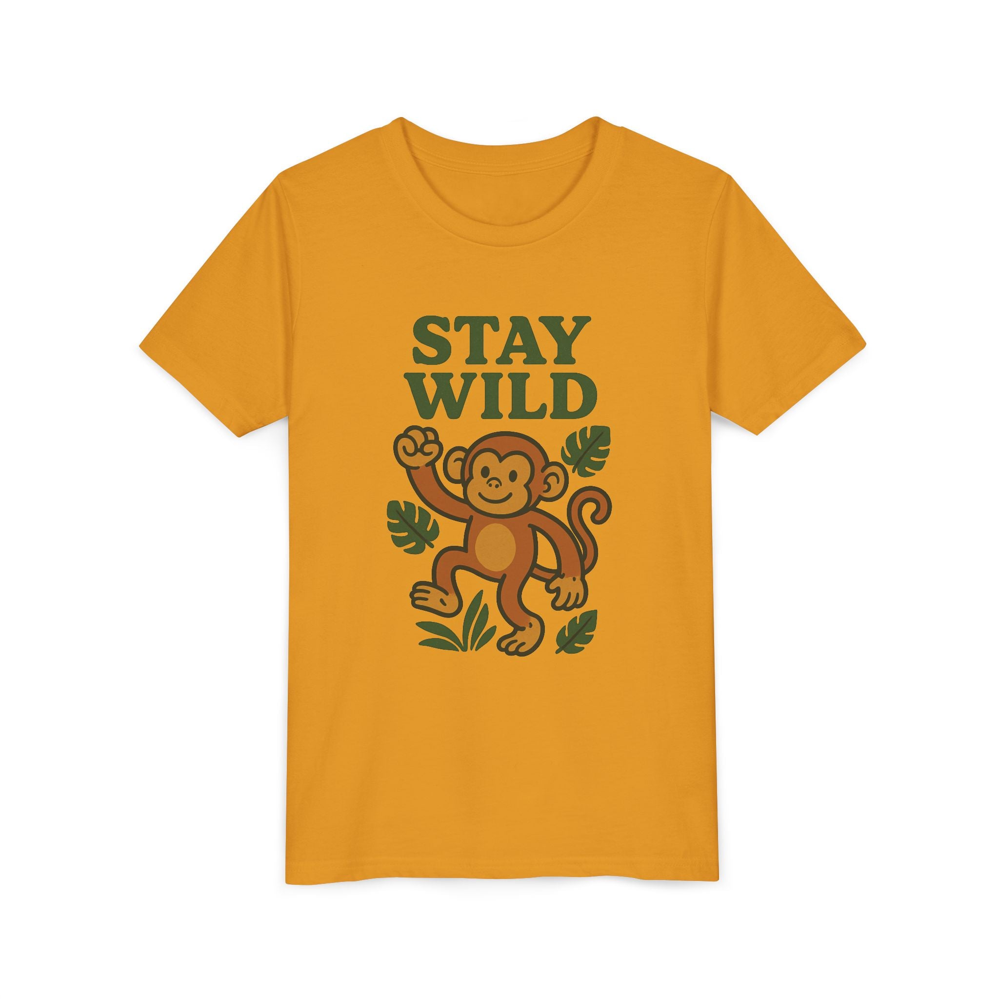 Youth Stay Wild Monkey Tee - Fun Summer T-Shirt, Kids Gift, Adventure Apparel, Birthday Shirt, Jungle Theme Clothing