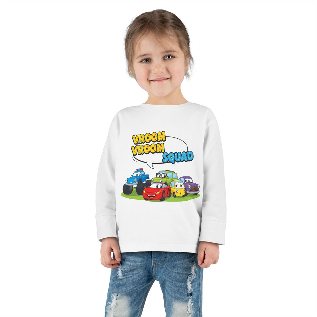 Toddler Long Sleeve Tee - Vroom Vroom Squad, Kids Car Shirt, Birthday Gift, Toddler Apparel, Fun Playwear, Car Enthusiast Clothing