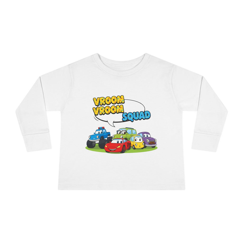 Toddler Long Sleeve Tee - Vroom Vroom Squad, Kids Car Shirt, Birthday Gift, Toddler Apparel, Fun Playwear, Car Enthusiast Clothing