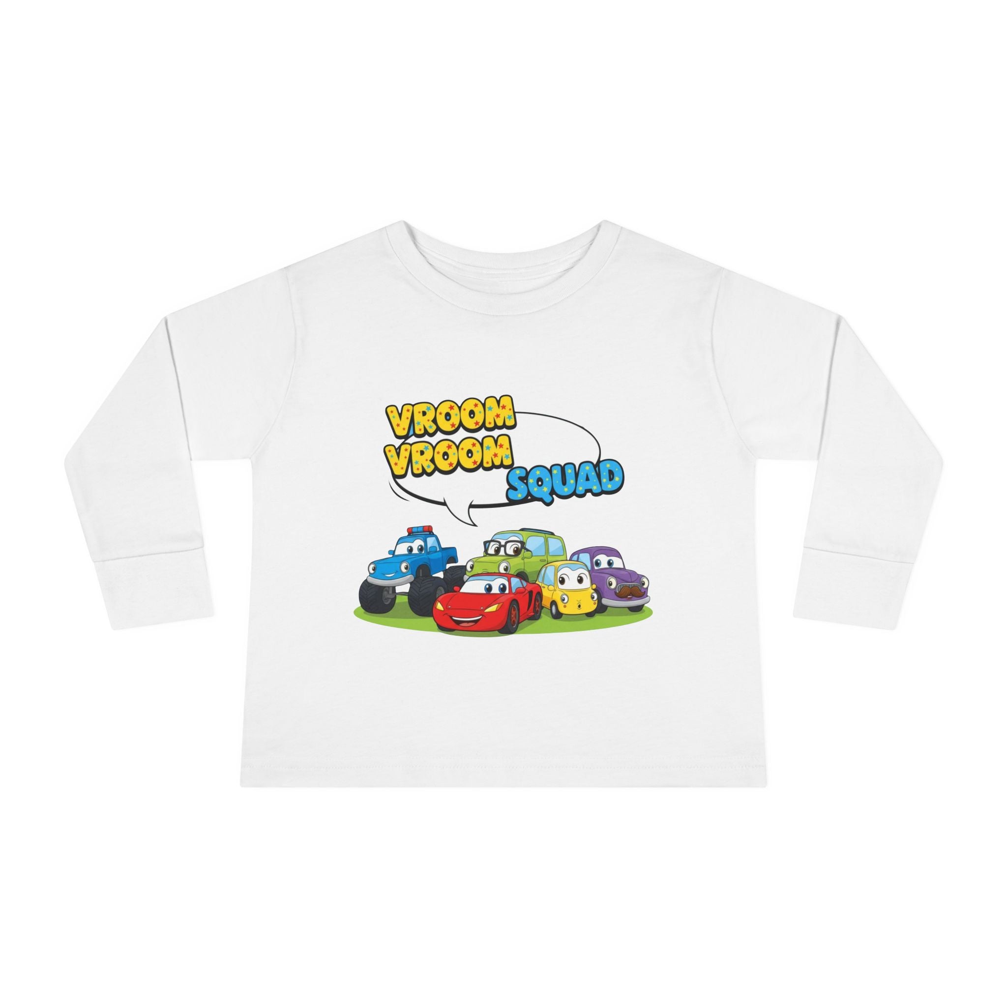 Toddler Long Sleeve Tee - Vroom Vroom Squad, Kids Car Shirt, Birthday Gift, Toddler Apparel, Fun Playwear, Car Enthusiast Clothing