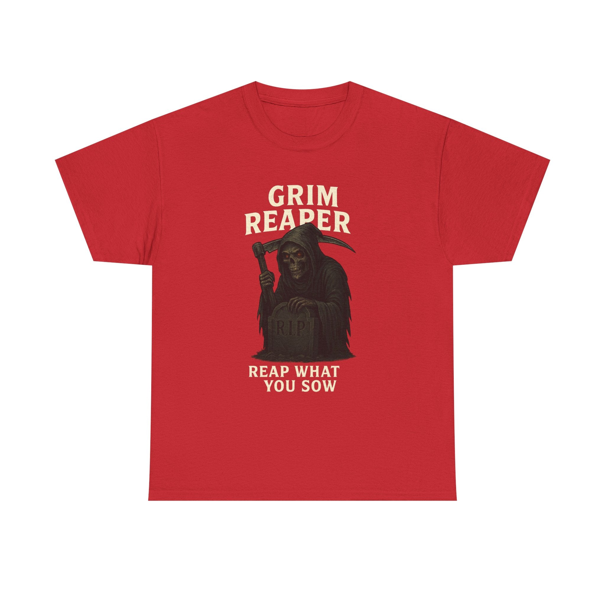 Grim Reaper Tee - Unisex Heavy Cotton Shirt, Casual Streetwear, Halloween Costume, Gift for Horror Fans, Vintage Graphic Tee