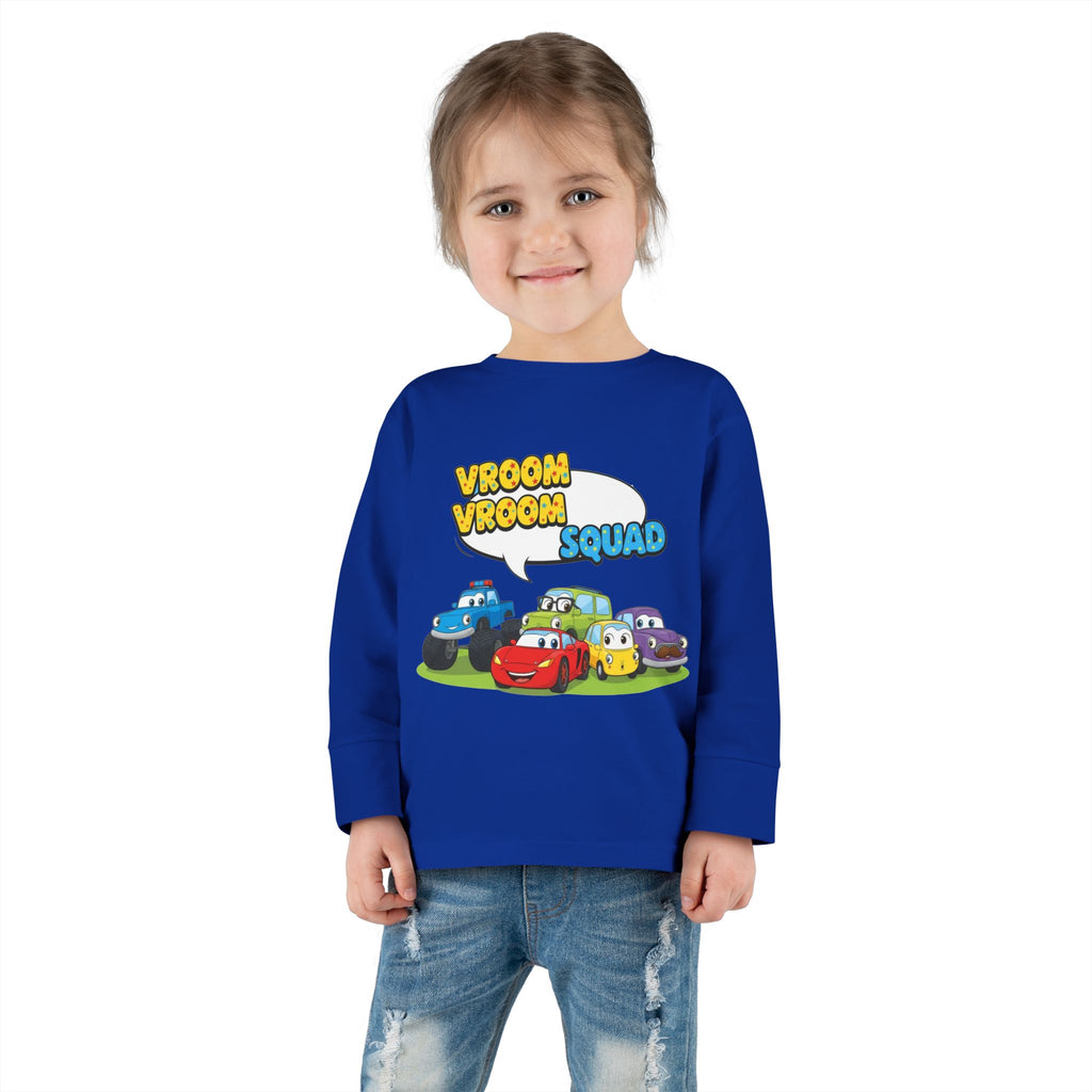 Toddler Long Sleeve Tee - Vroom Vroom Squad, Kids Car Shirt, Birthday Gift, Toddler Apparel, Fun Playwear, Car Enthusiast Clothing
