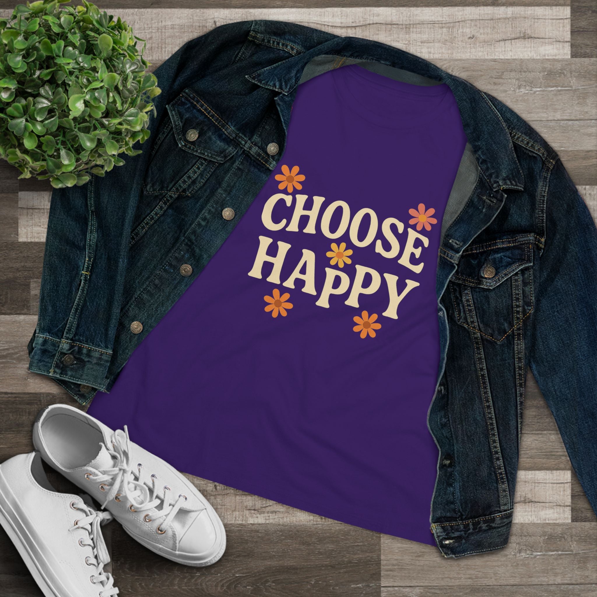 Choose Happy Women's Cotton Tee, Positive Vibes T-Shirt for Everyday Comfort, Gift for Friends, Casual Summer Wear, Inspirational Fashion