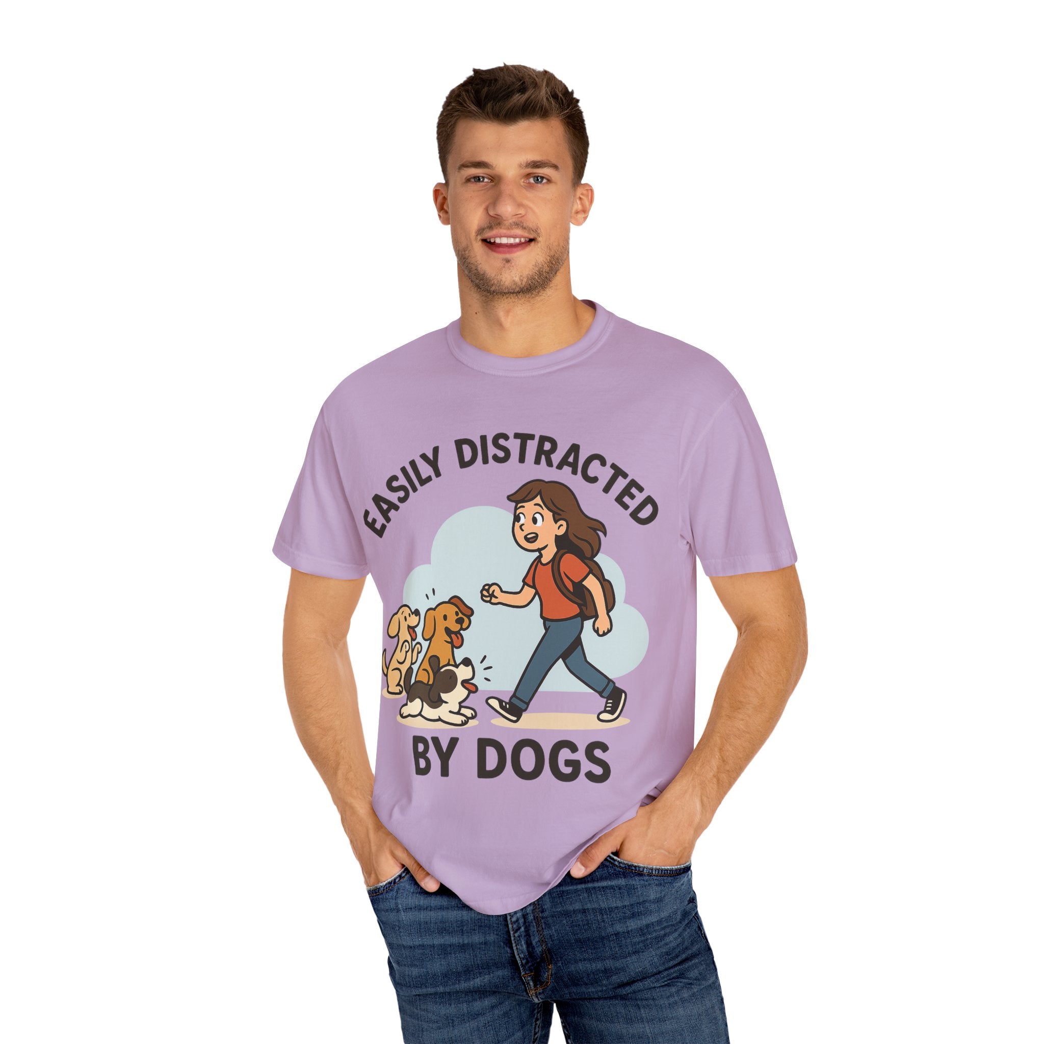 Distracted by Dogs T-Shirt, Cute Dog Lover Tee, Funny Gift for Dog Owners, Casual Wear, Pet Lover Apparel,Gift for pet Owners, Gift for Her