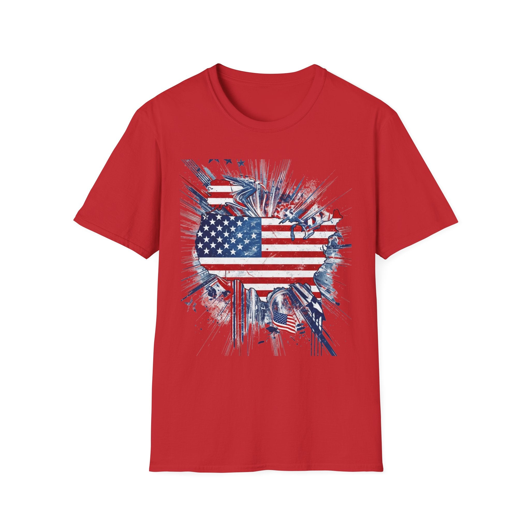 Patriotic Unisex T-Shirt with USA Flag Design, American Pride Tee, Independence Day Shirt, Casual Wear, Gift for Veterans