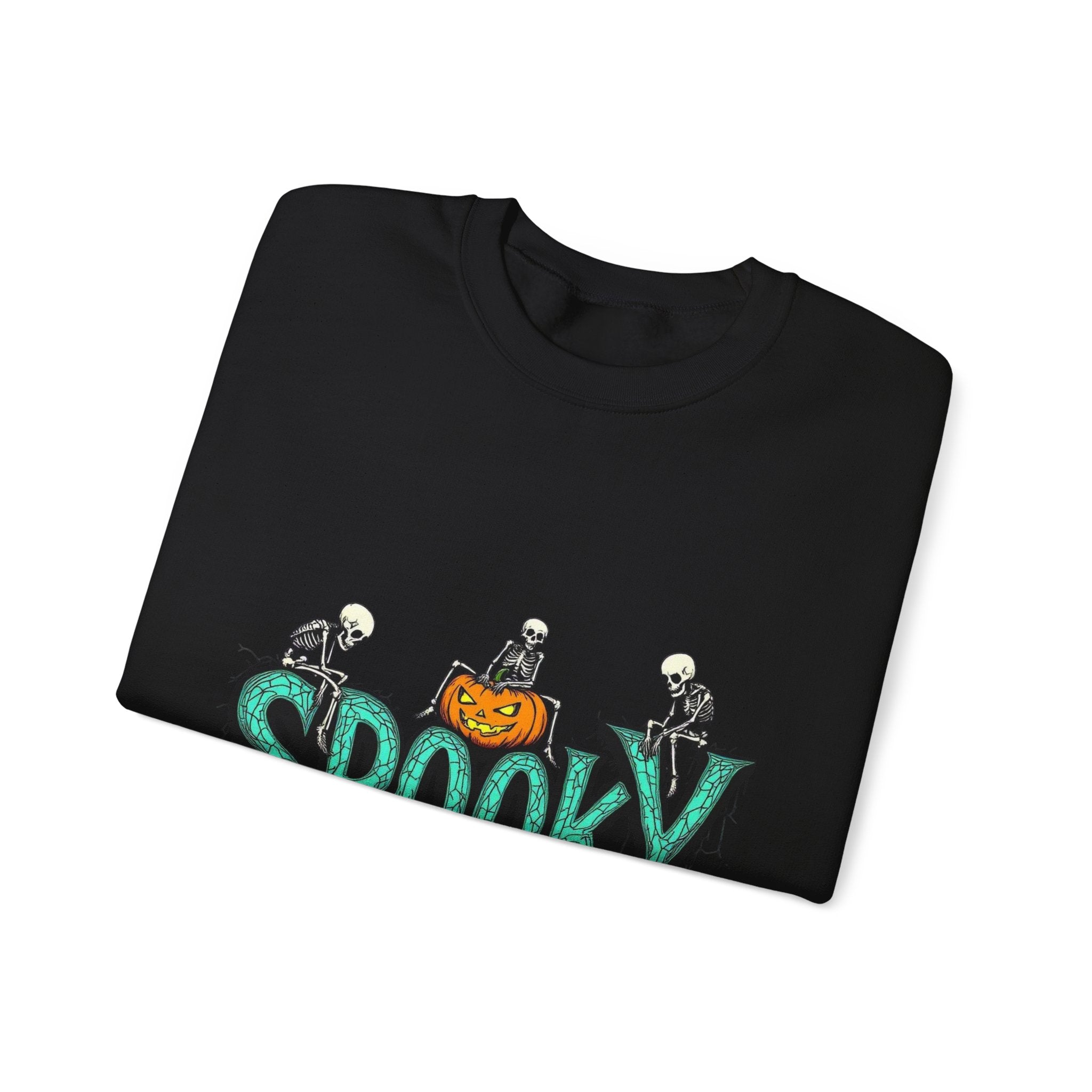 Spooky halloween sweatshirt unisex cozy crewneck fall scary ghost skeleton top