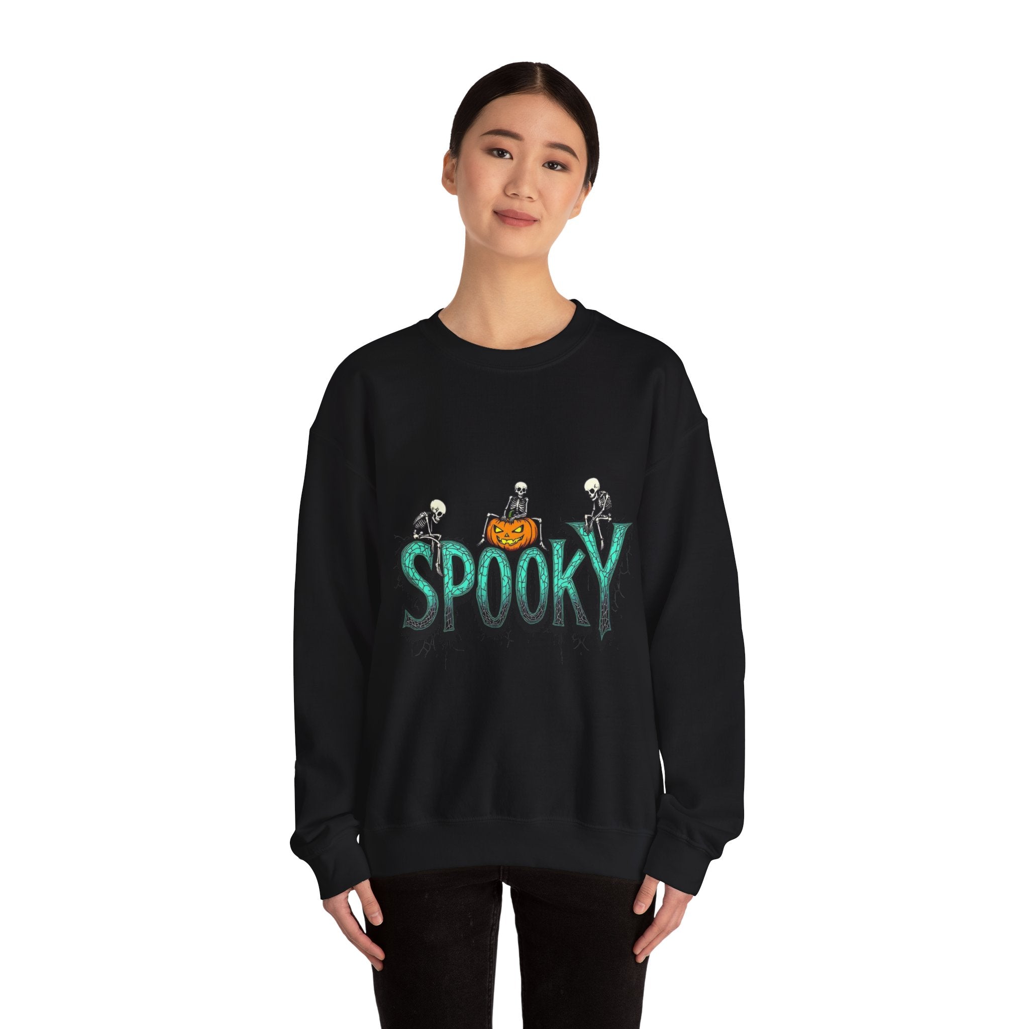 Spooky halloween sweatshirt unisex cozy crewneck fall scary ghost skeleton top
