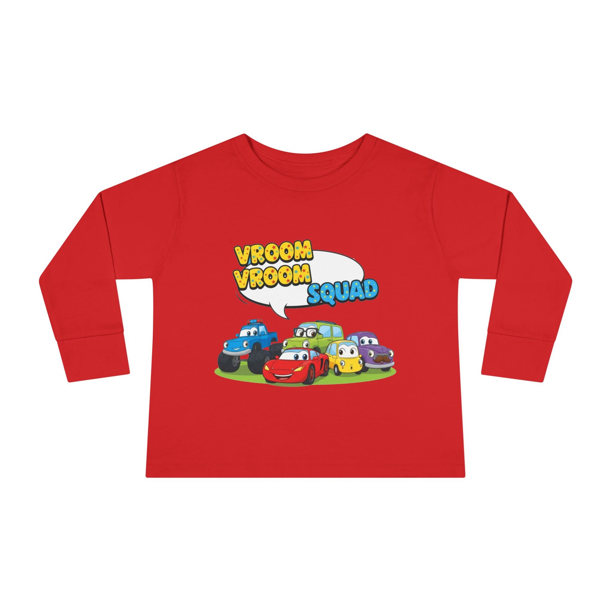 Toddler Long Sleeve Tee - Vroom Vroom Squad, Kids Car Shirt, Birthday Gift, Toddler Apparel, Fun Playwear, Car Enthusiast Clothing