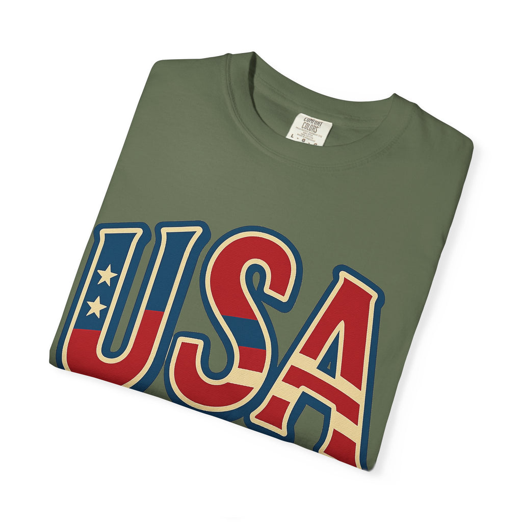 USA Gift Unisex Garment-Dyed T-Shirt for Her Him Couple 4th of July US Flag, Patriotic Tee, American Pride Clothing, Independence Day