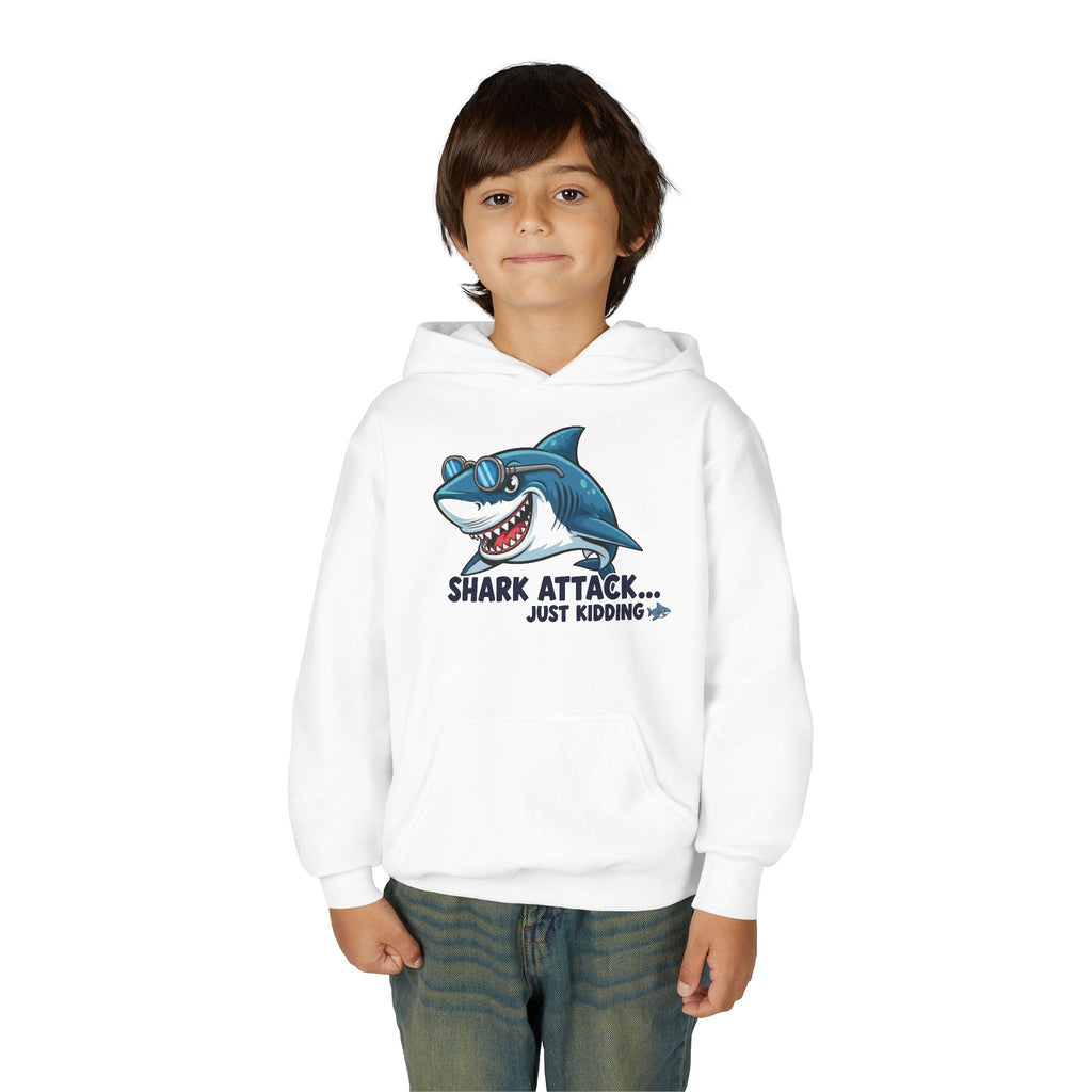 Shark Attack Youth Hoodie - Funny Sweatshirt for Kids, Shark Lover Gift, Summer Camp Wear, Birthday Present, Cute Fashion