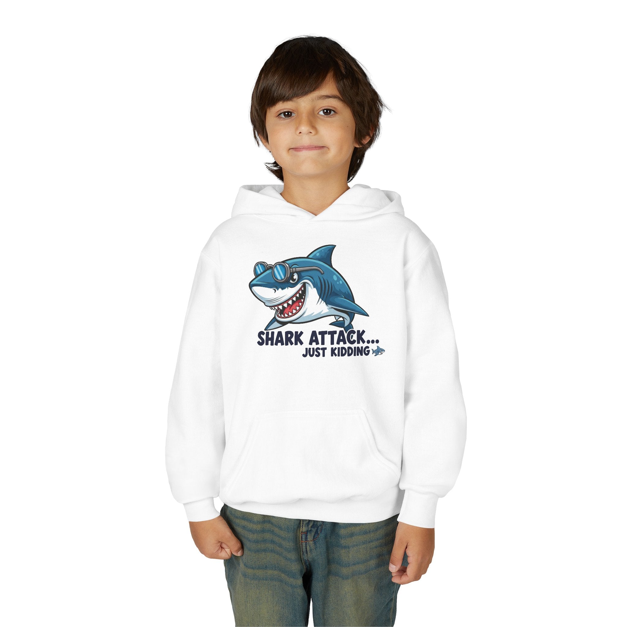 Shark Attack Youth Hoodie - Funny Sweatshirt for Kids, Shark Lover Gift, Summer Camp Wear, Birthday Present, Cute Fashion