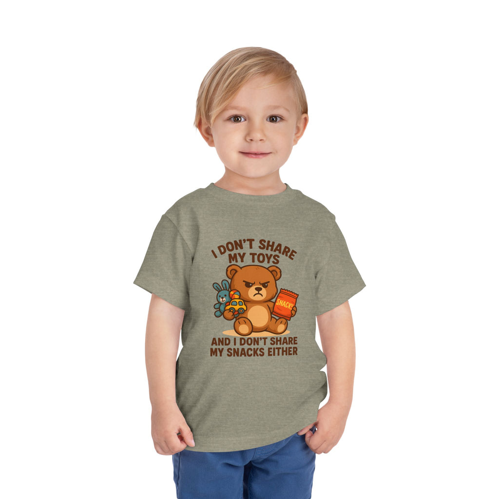 Playful Toddler Tee: I Don't Share My Toys and Snacks, Kids Graphic T-Shirt, Gift for Toddlers, Fun Casual Wear, Birthday Party Outfit