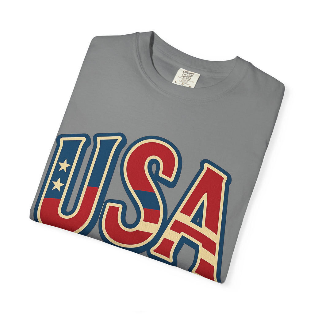 USA Gift Unisex Garment-Dyed T-Shirt for Her Him Couple 4th of July US Flag, Patriotic Tee, American Pride Clothing, Independence Day
