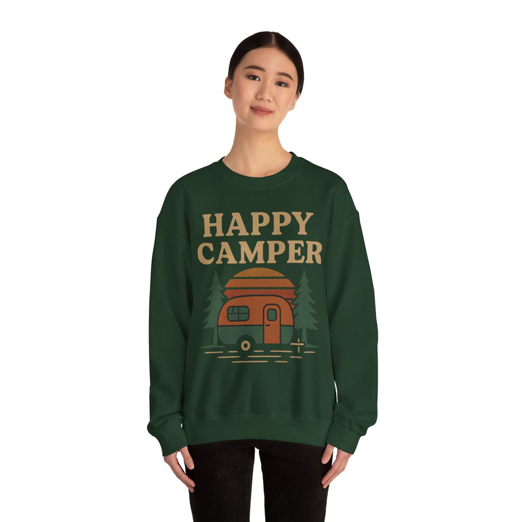 Gift For Campers Happy Camper Sweatshirt, Cozy Outdoor Crewneck, Perfect Gift for Campers, Adventure Apparel, Camping Lovers' Sweatshirt