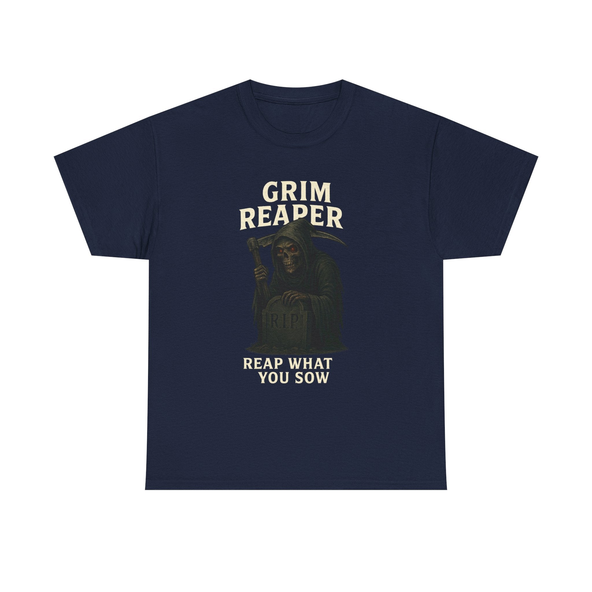 Grim Reaper Tee - Unisex Heavy Cotton Shirt, Casual Streetwear, Halloween Costume, Gift for Horror Fans, Vintage Graphic Tee