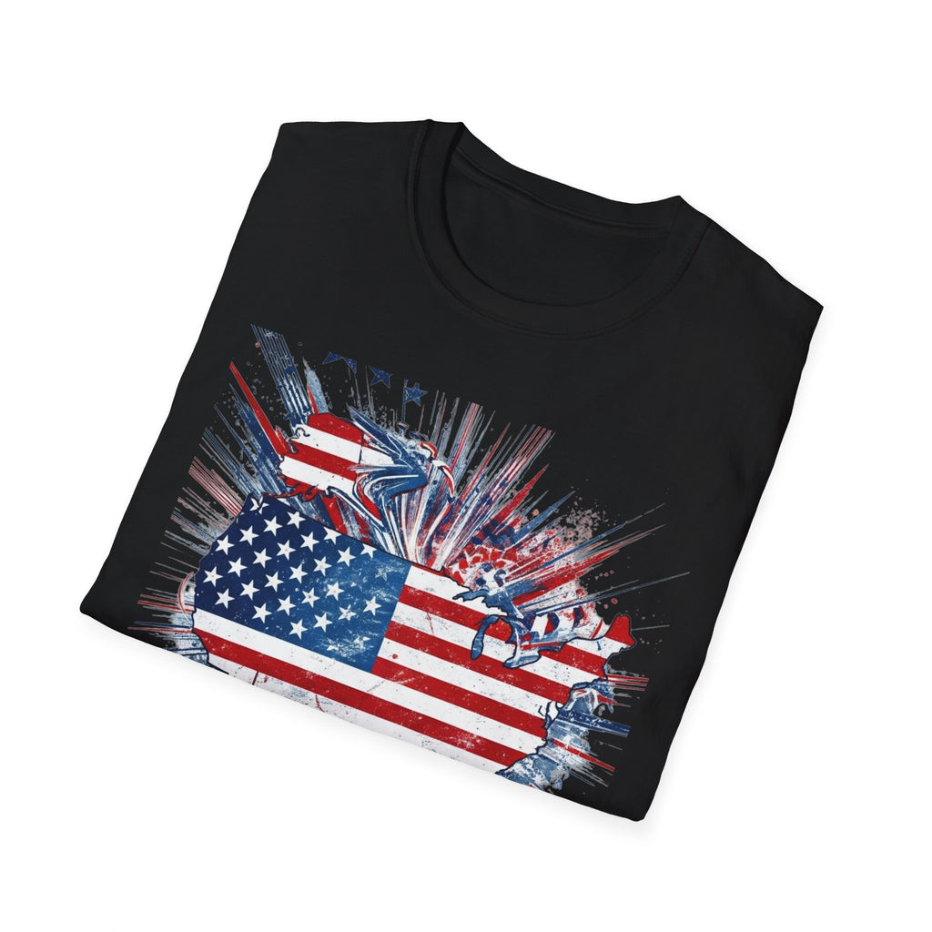 Patriotic Unisex T-Shirt with USA Flag Design, American Pride Tee, Independence Day Shirt, Casual Wear, Gift for Veterans