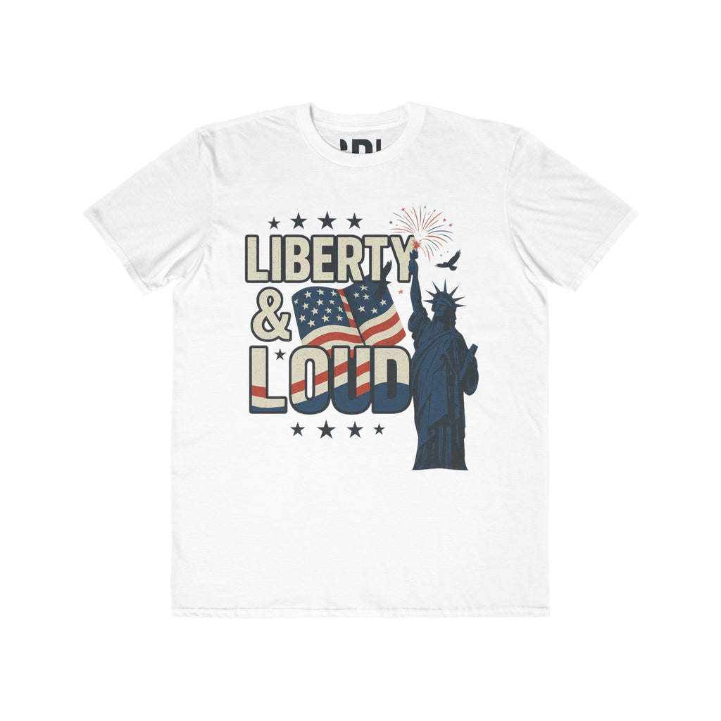 4th of July T-Shirt Liberty & Loud Patriotic USA Tee Independence Day Gift Shirt American Flag Top Fireworks 4th of July Present Gift