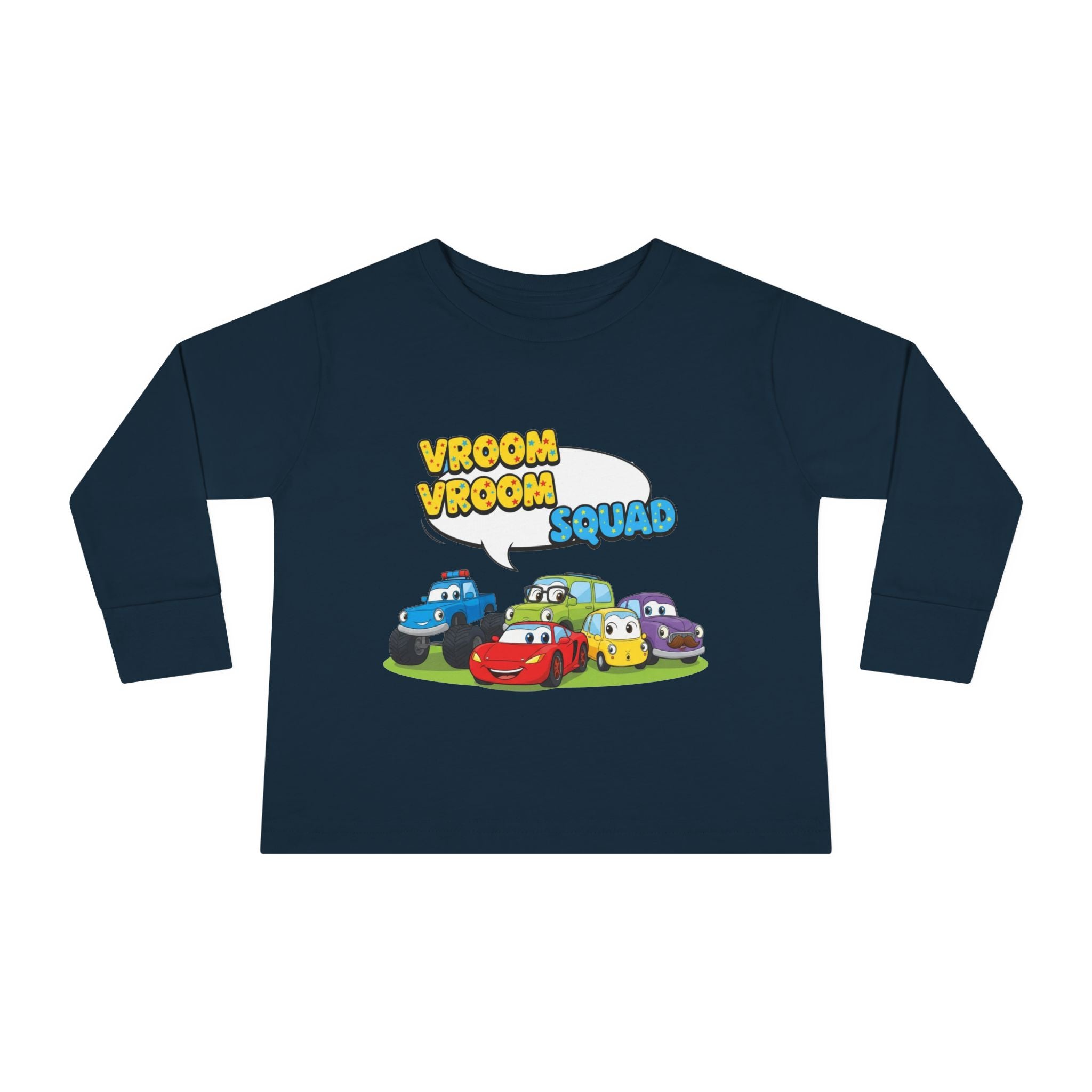 Toddler Long Sleeve Tee - Vroom Vroom Squad, Kids Car Shirt, Birthday Gift, Toddler Apparel, Fun Playwear, Car Enthusiast Clothing