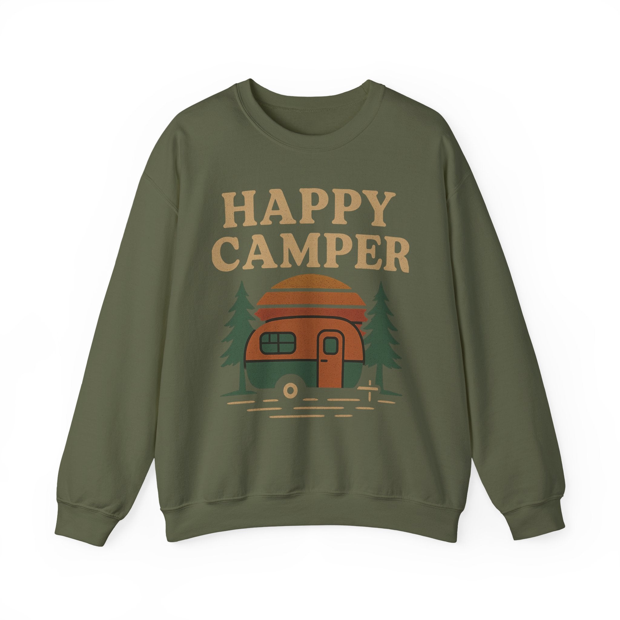 Gift For Campers Happy Camper Sweatshirt, Cozy Outdoor Crewneck, Perfect Gift for Campers, Adventure Apparel, Camping Lovers' Sweatshirt