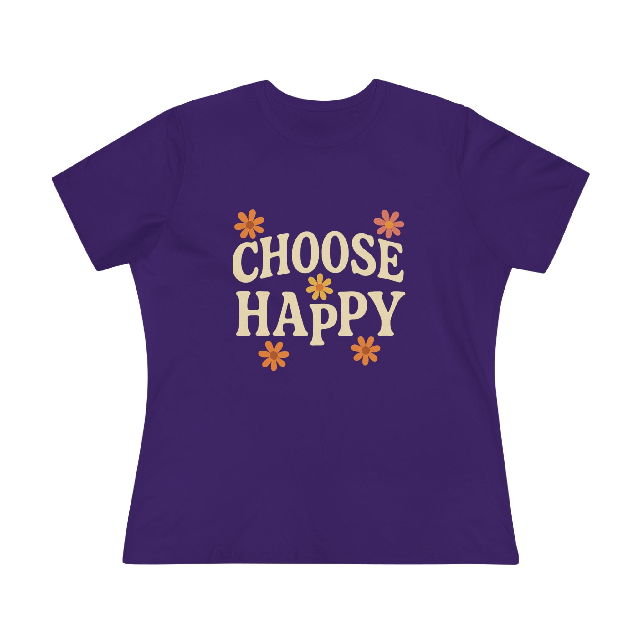 Choose Happy Women's Cotton Tee, Positive Vibes T-Shirt for Everyday Comfort, Gift for Friends, Casual Summer Wear, Inspirational Fashion