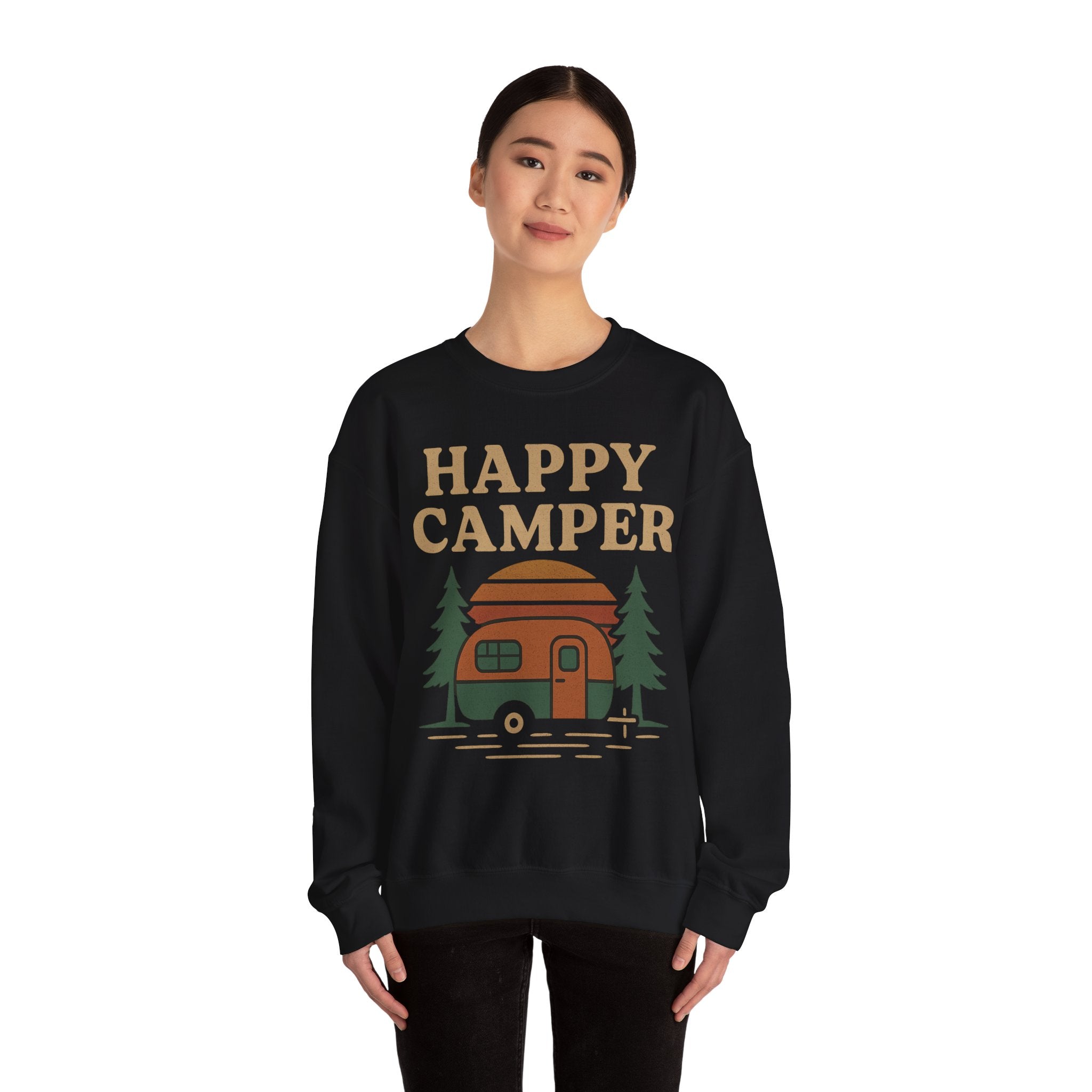 Gift For Campers Happy Camper Sweatshirt, Cozy Outdoor Crewneck, Perfect Gift for Campers, Adventure Apparel, Camping Lovers' Sweatshirt