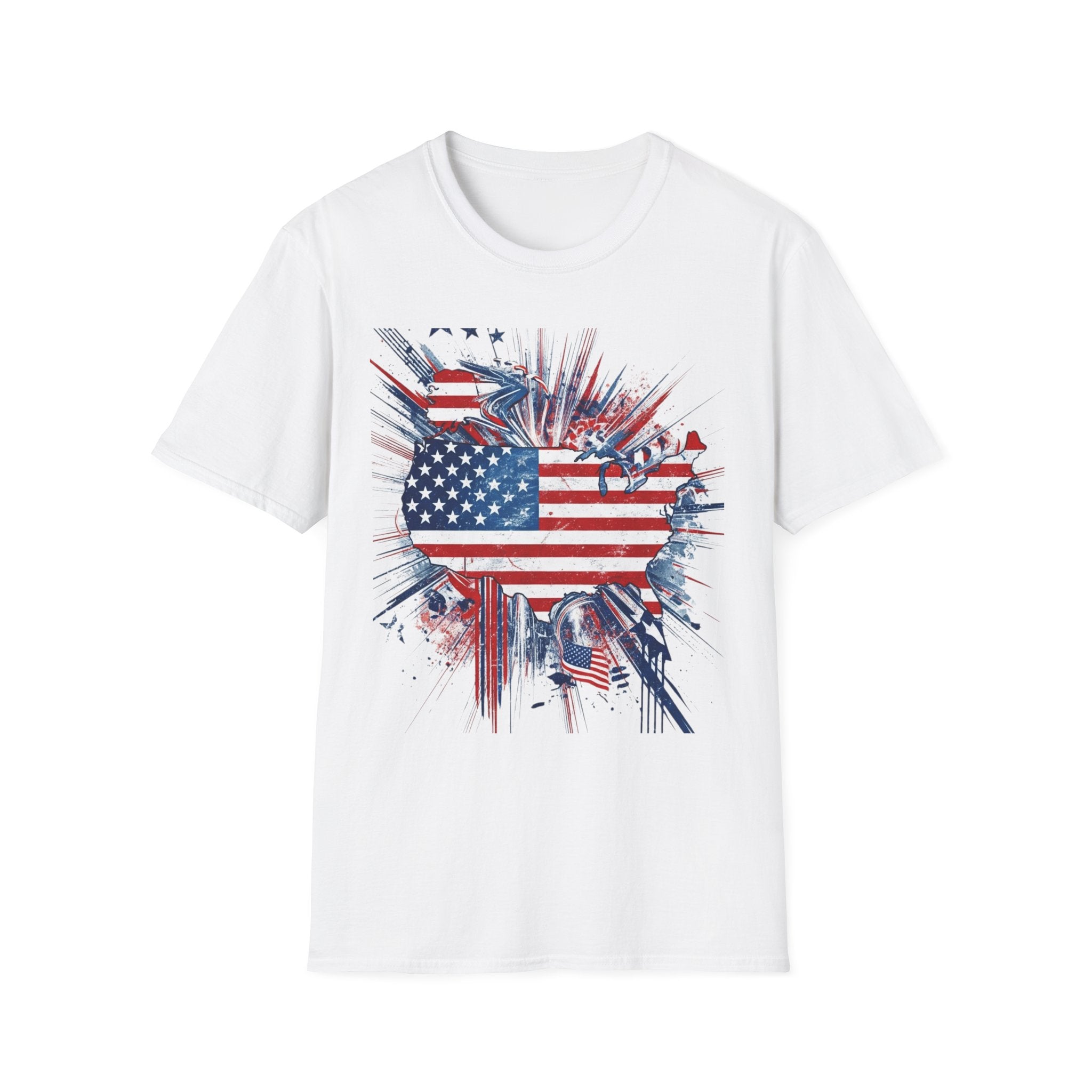Patriotic Unisex T-Shirt with USA Flag Design, American Pride Tee, Independence Day Shirt, Casual Wear, Gift for Veterans