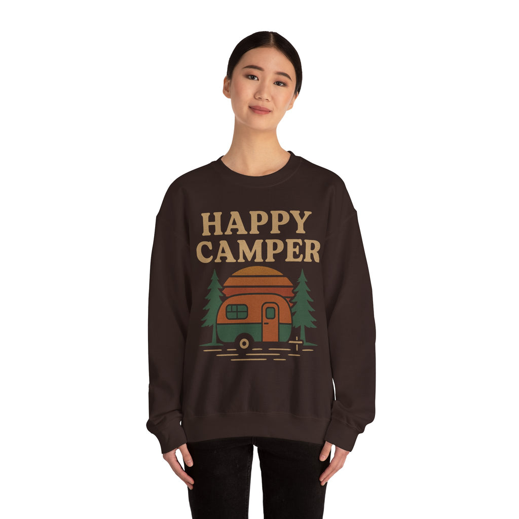 Gift For Campers Happy Camper Sweatshirt, Cozy Outdoor Crewneck, Perfect Gift for Campers, Adventure Apparel, Camping Lovers' Sweatshirt