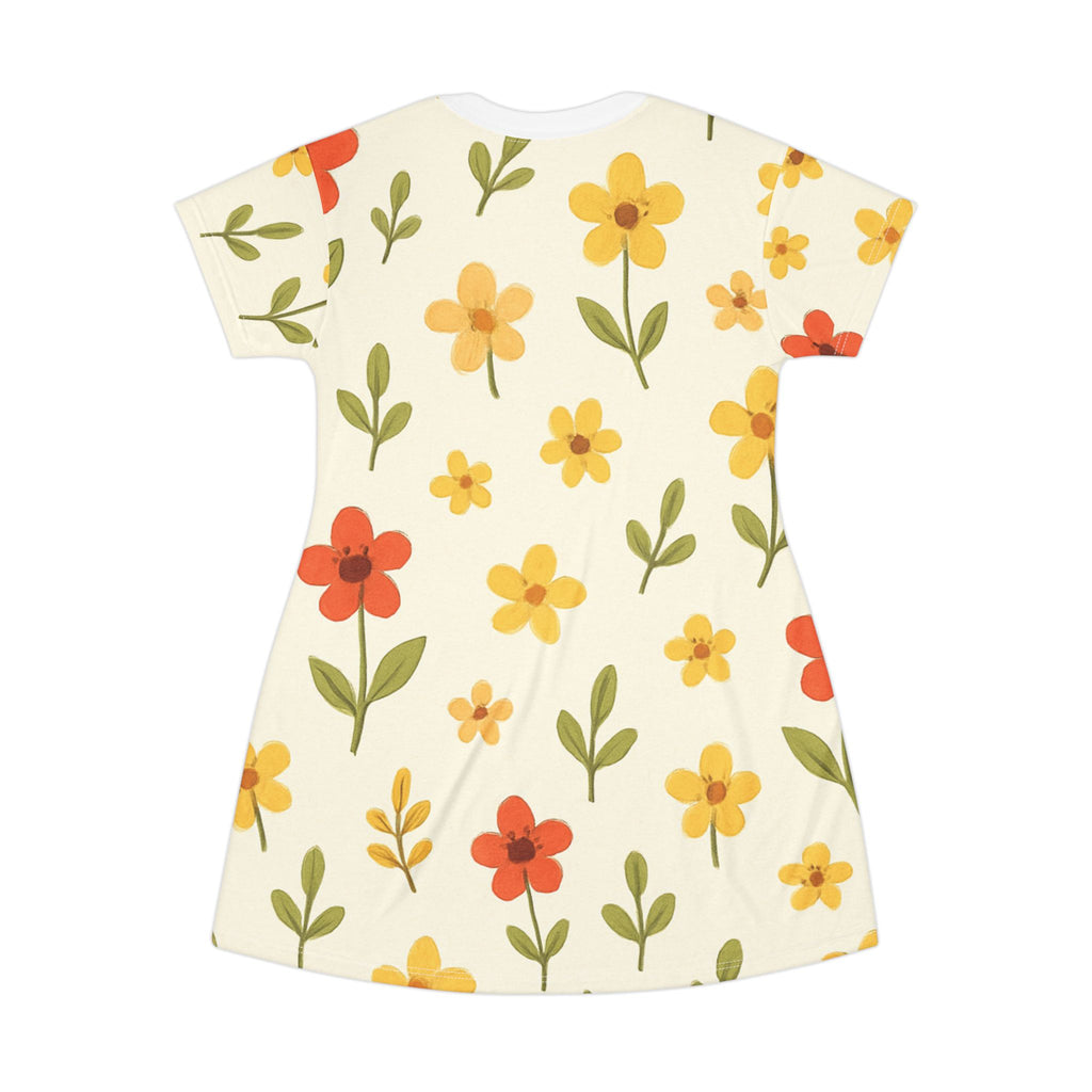 Floral T-Shirt Dress, Casual Summer Dress, Cute Everyday Wear, Gift for Her, Spring Style, Relaxed Fashion, Floral AOP Dress